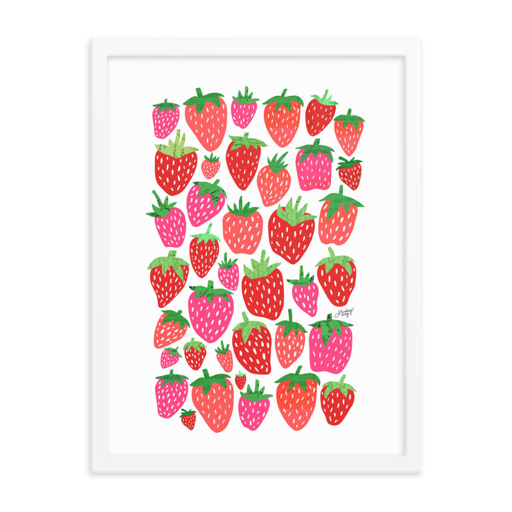 Illustration de fraises - Impression mate encadrée