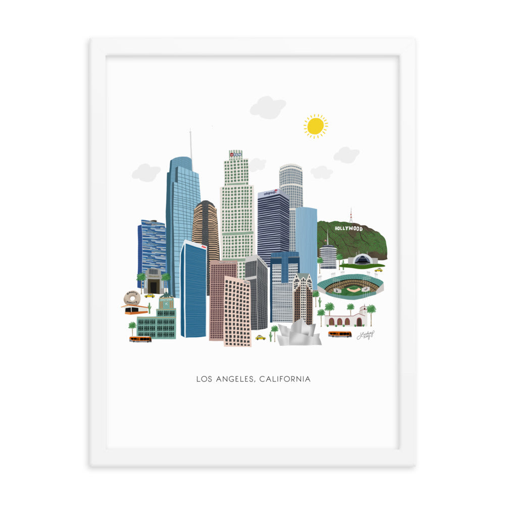 los angelos california downtown skyline cityscape illustration drawing art print poster wall art lindsey kay collective