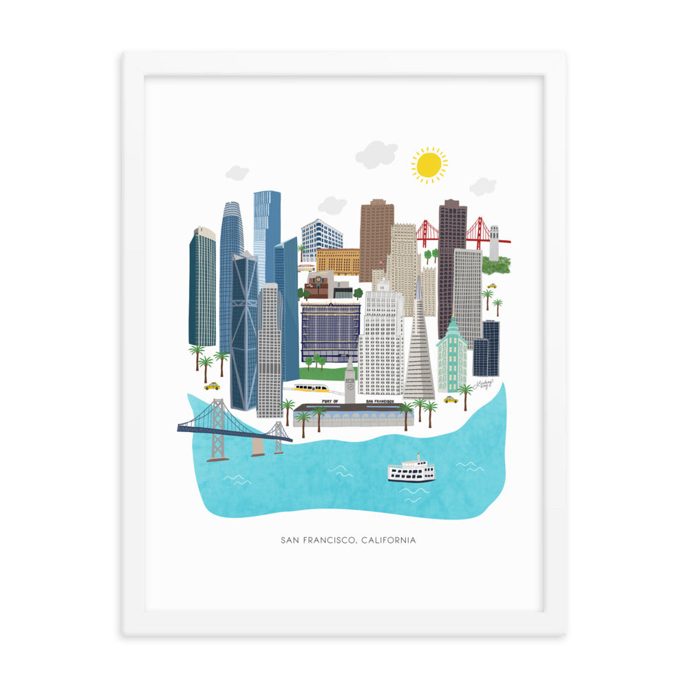 Illustration de San Francisco - Impression mate encadrée