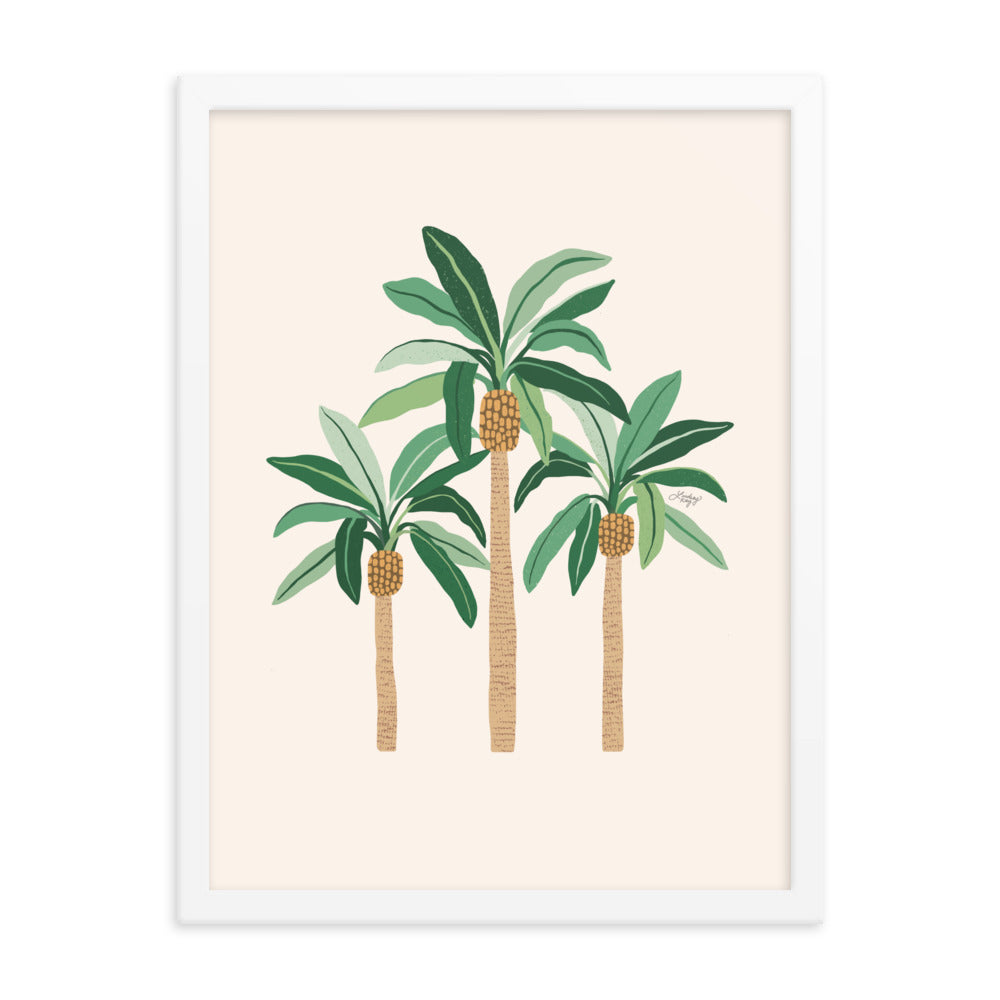 palm tree illustration framed matte print tropical beach wall art decor