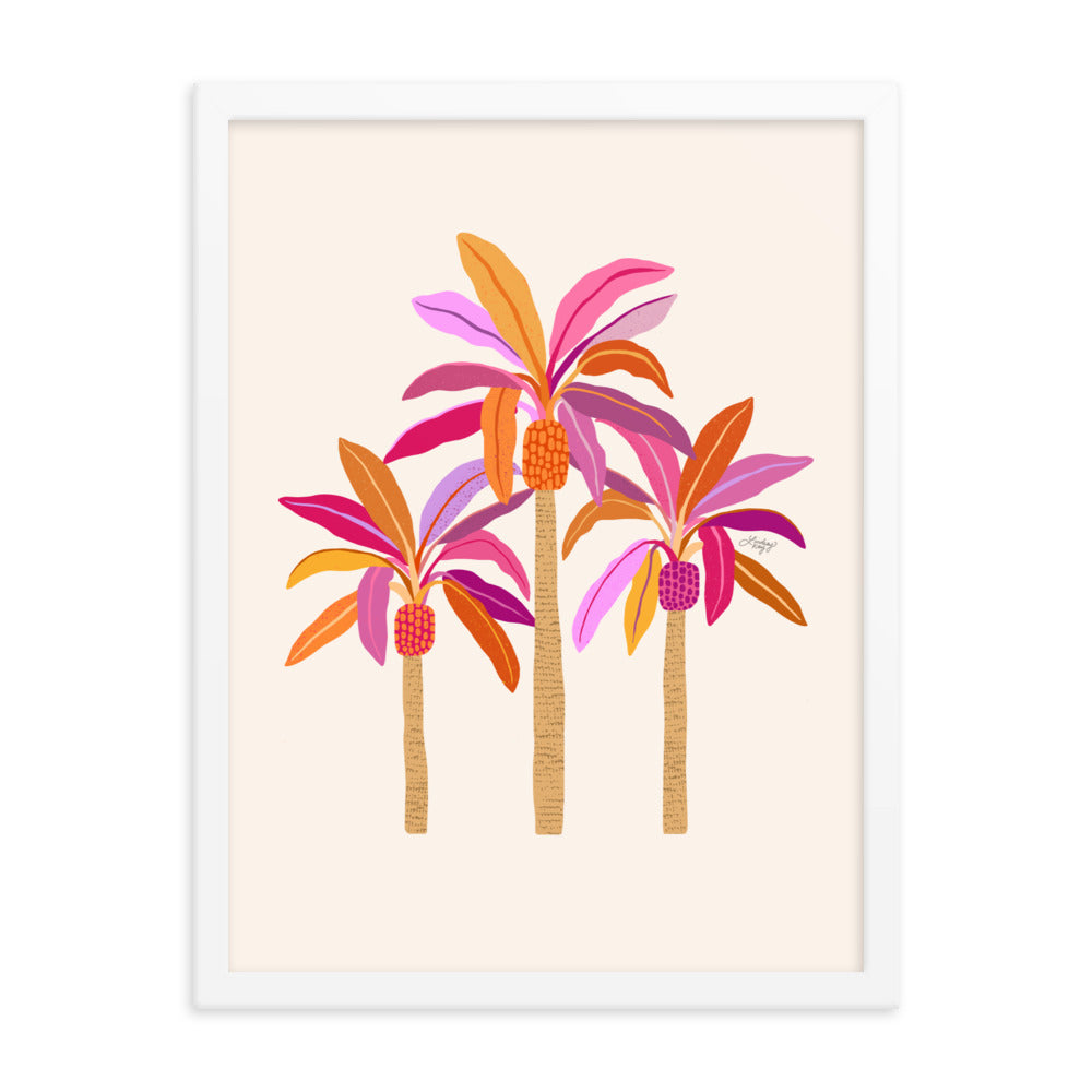 Palm Trees Illustration (Warm Palette) - Framed Matte Print