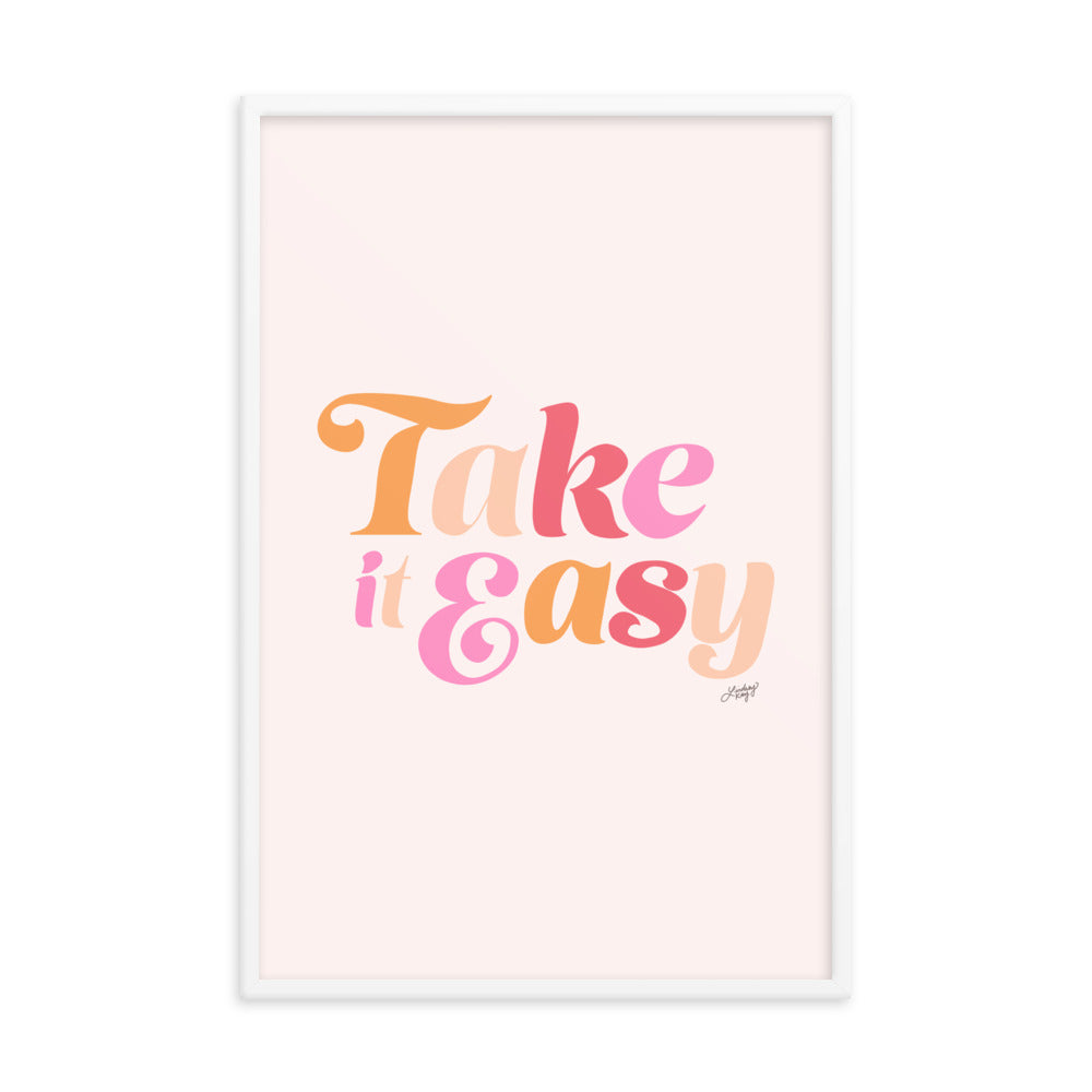 Tómelo con calma (paleta rosa) - Impresión mate enmarcada