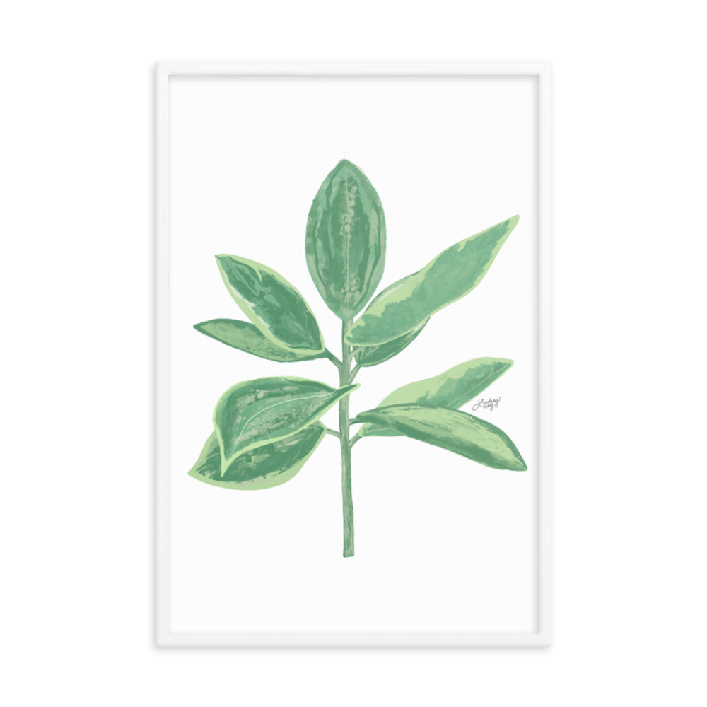 Green Leaf Plant Illustration - Framed Matte Print - Lindsey Kay Collective