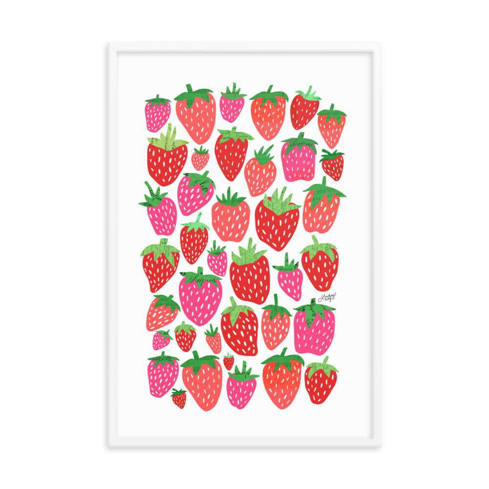 Illustration de fraises - Impression mate encadrée
