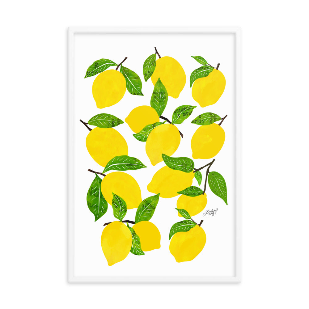 bright lemons illustration art print poster framed kitchen decor wall art lindsey kay collective