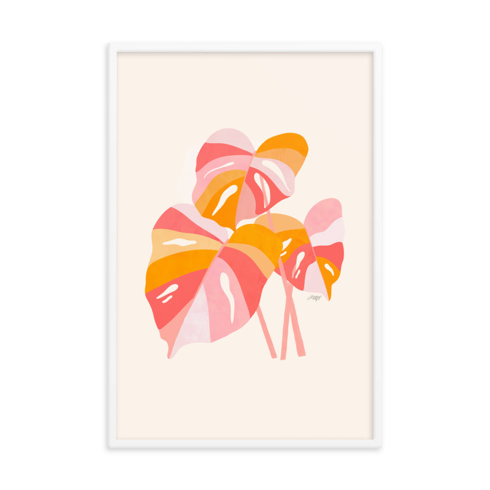Monstera Plant (Warm Palette) - Impression mate encadrée