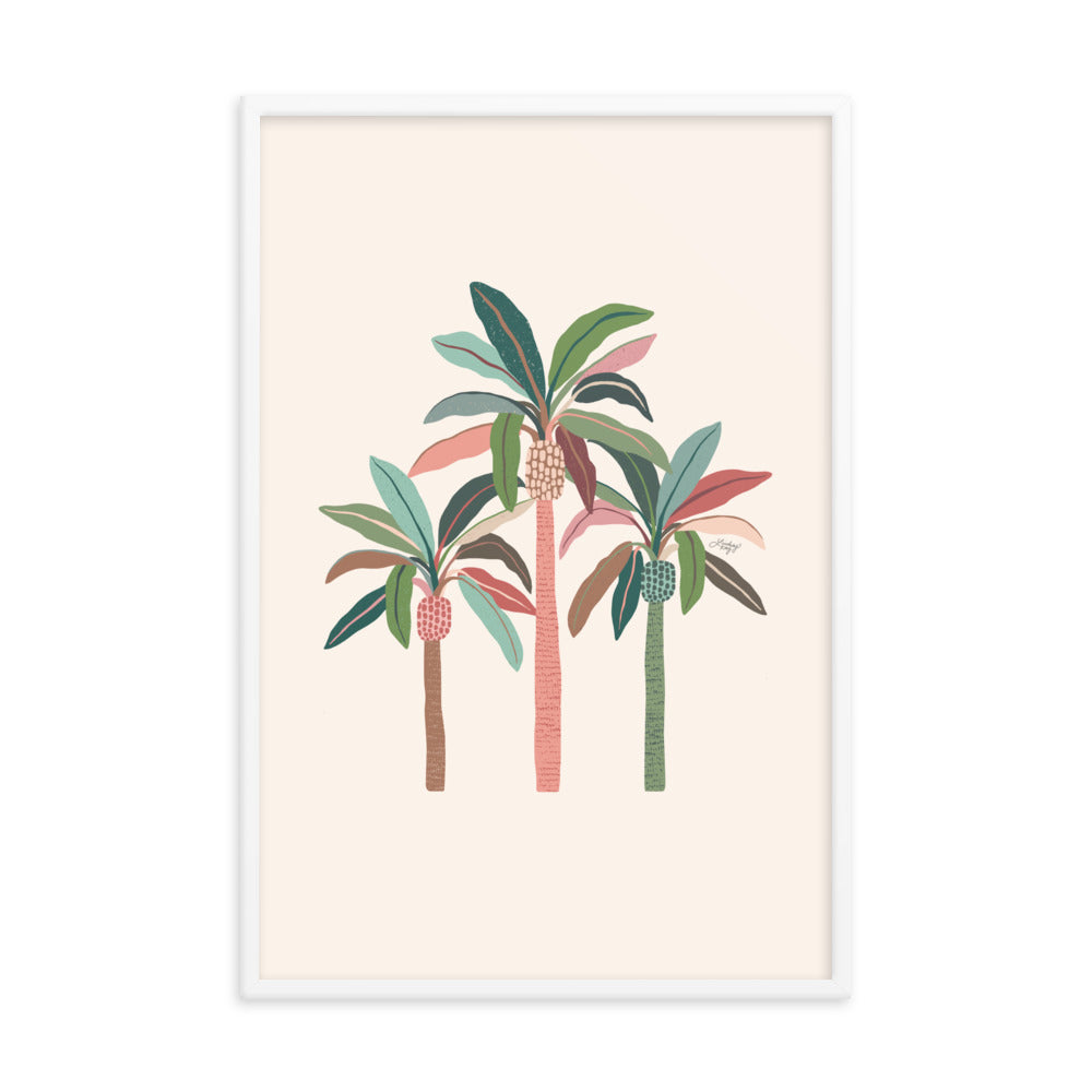 Illustration de palmiers (palette neutre) - Impression mate encadrée