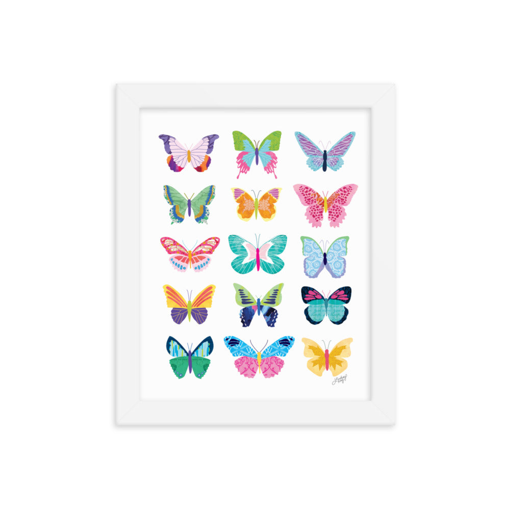 Colorful Butterflies Collage - Framed Matte Print - Lindsey Kay Collective