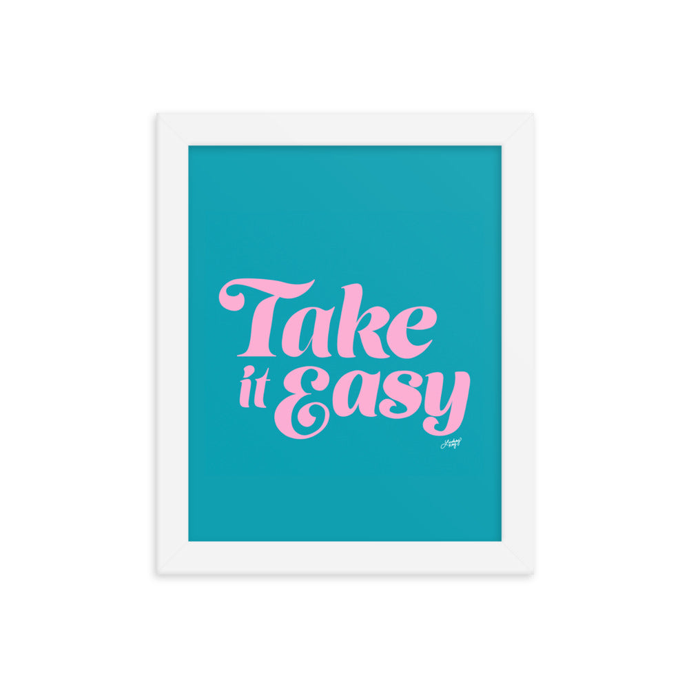 Take it Easy (Pink/Blue Palette - Framed Matte Print - Lindsey Kay Collective