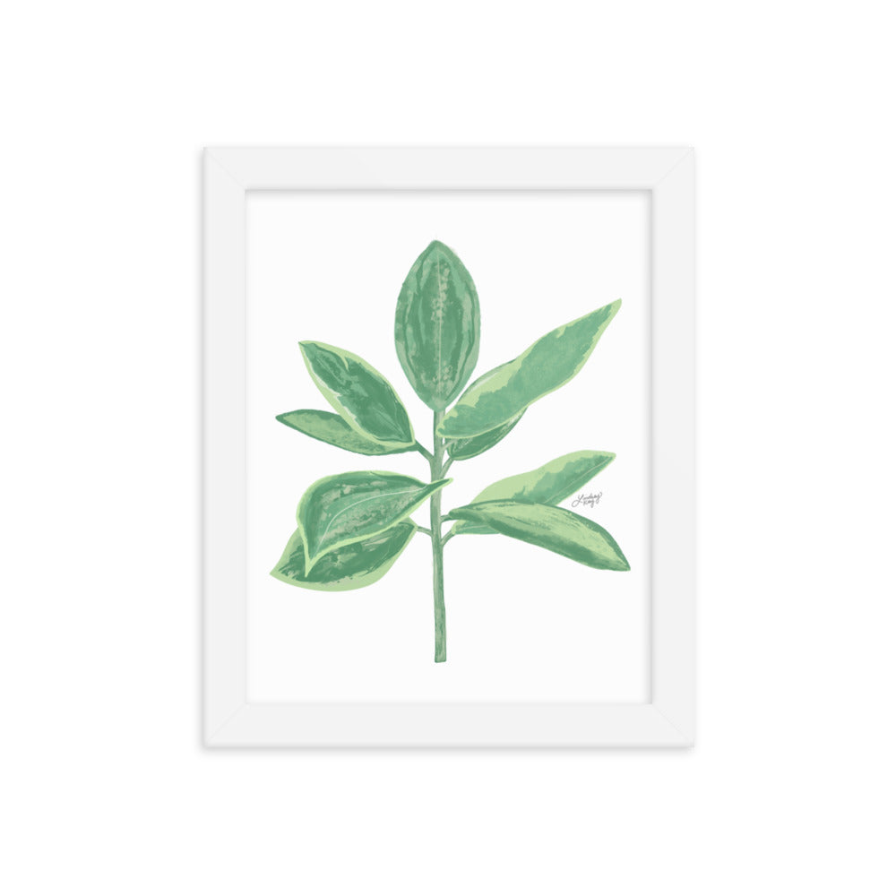 Green Leaf Plant Illustration - Framed Matte Print - Lindsey Kay Collective