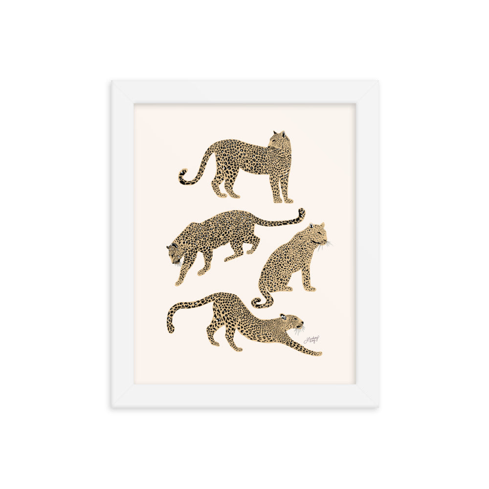 Leopards Illustration (Tan Palette) - Framed Matte Print - Lindsey Kay Collective