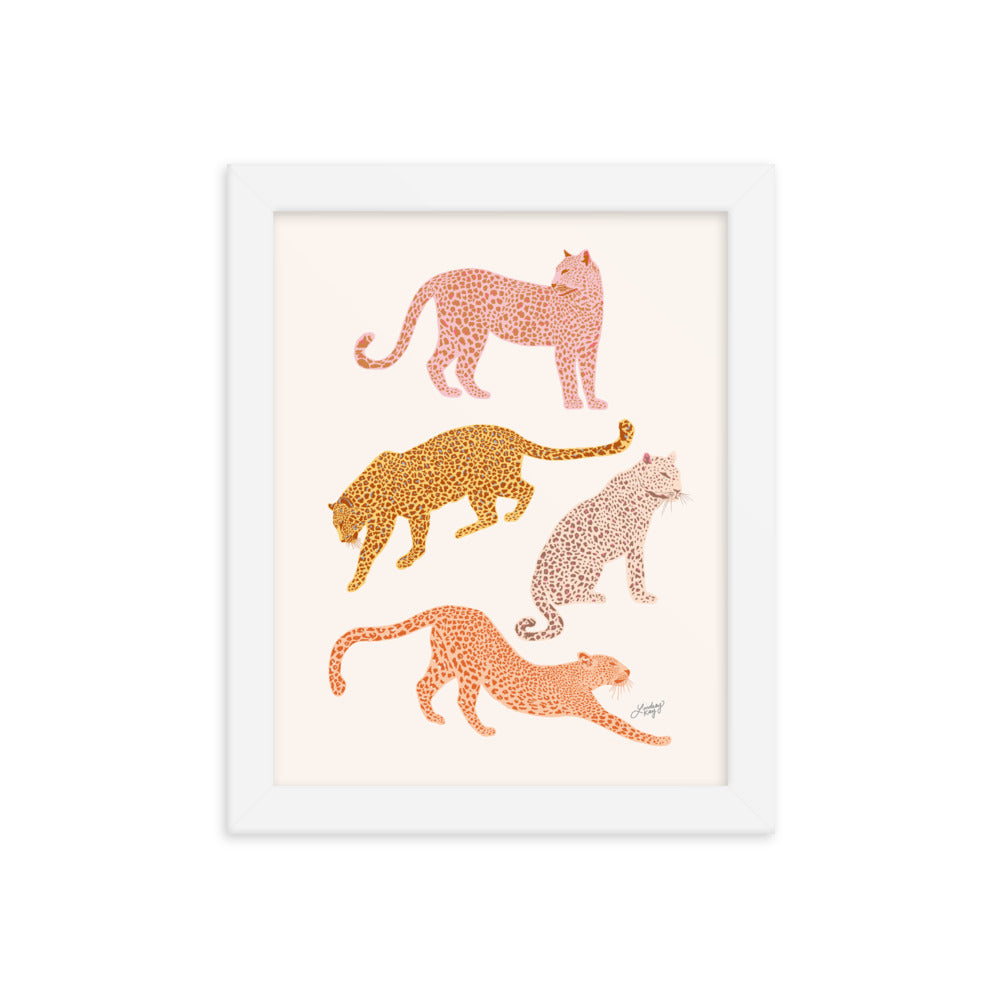 Leopards Illustration (Warm Palette) - Framed Matte Print - Lindsey Kay Collective