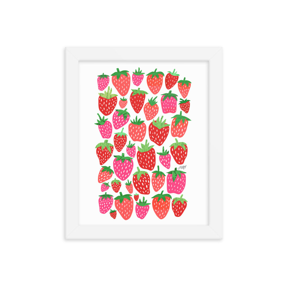 Illustration de fraises - Impression mate encadrée