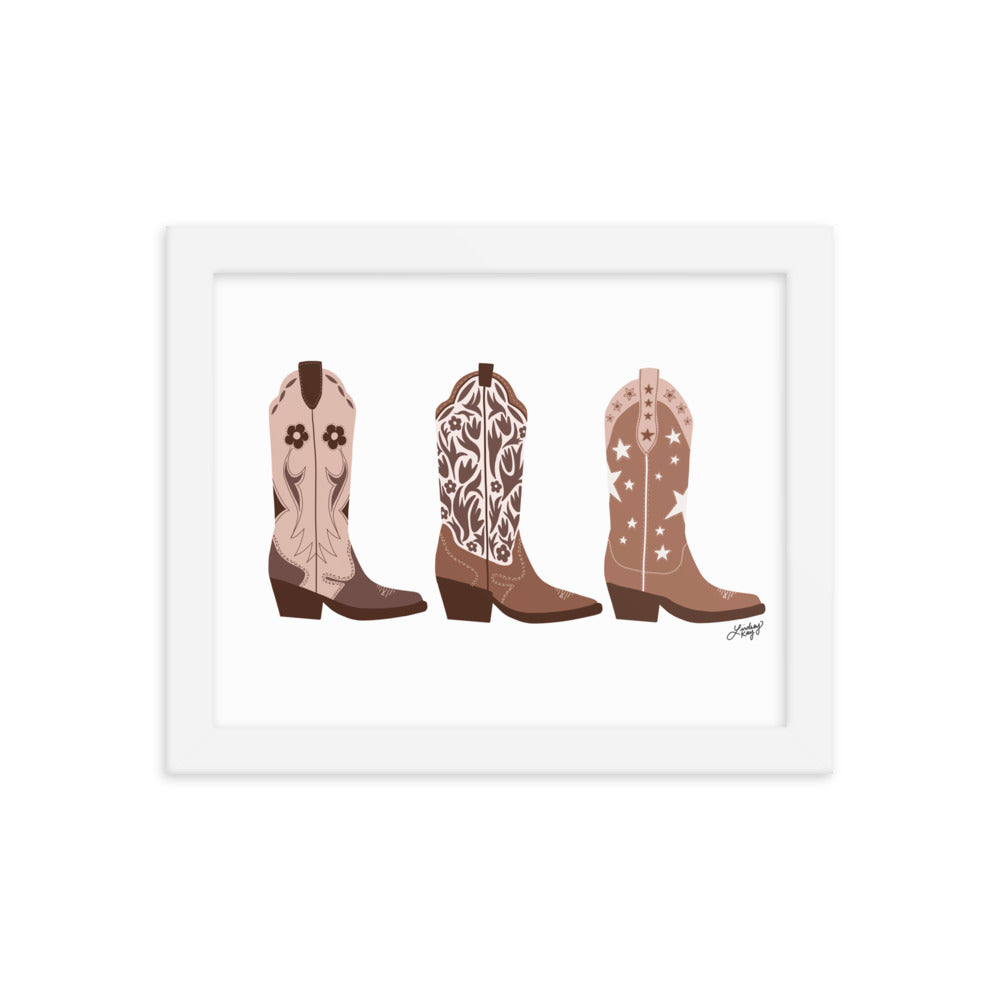Illustration de bottes de cowboy (palette brune) - Impression mate encadrée