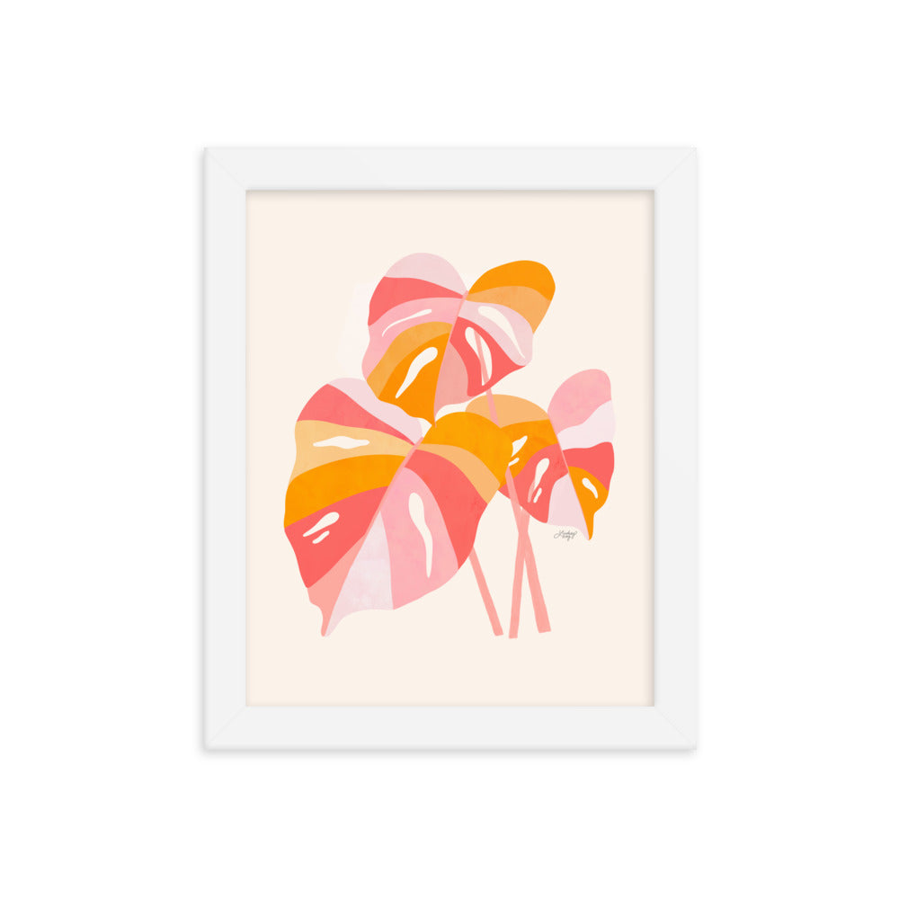 Monstera Plant (Warm Palette) - Impression mate encadrée