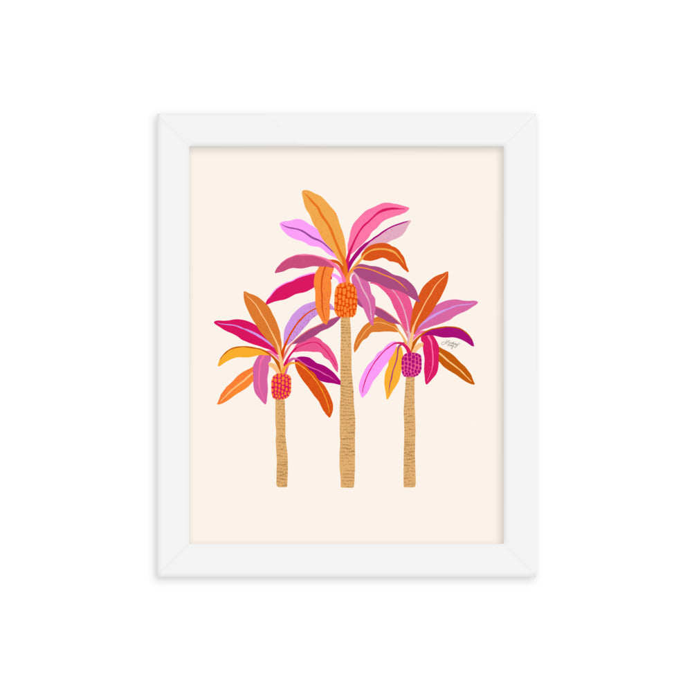 Palm Trees Illustration (Warm Palette) - Framed Matte Print