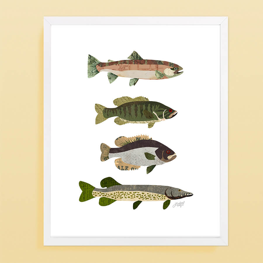 Collage de poissons - Impression d’art