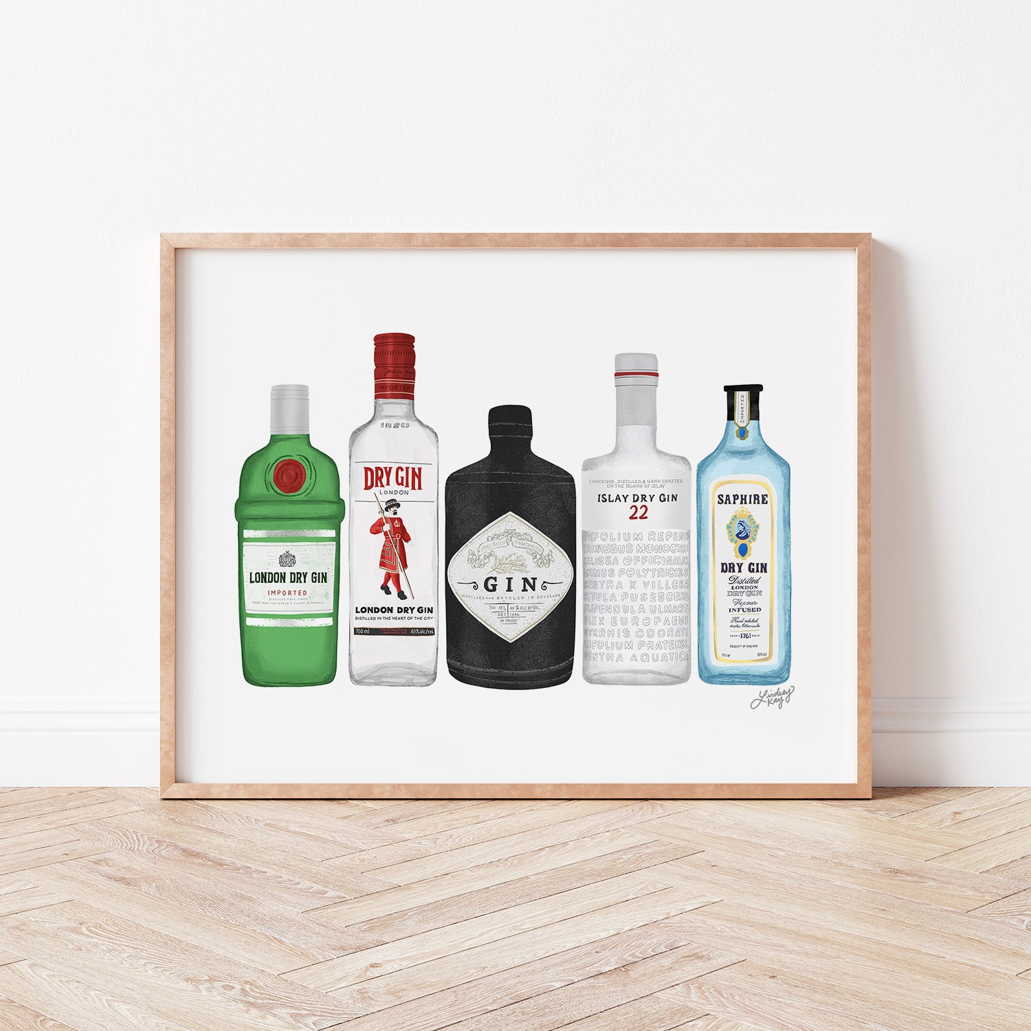 Gin Bottles Illustration - Art Print - Lindsey Kay Collective