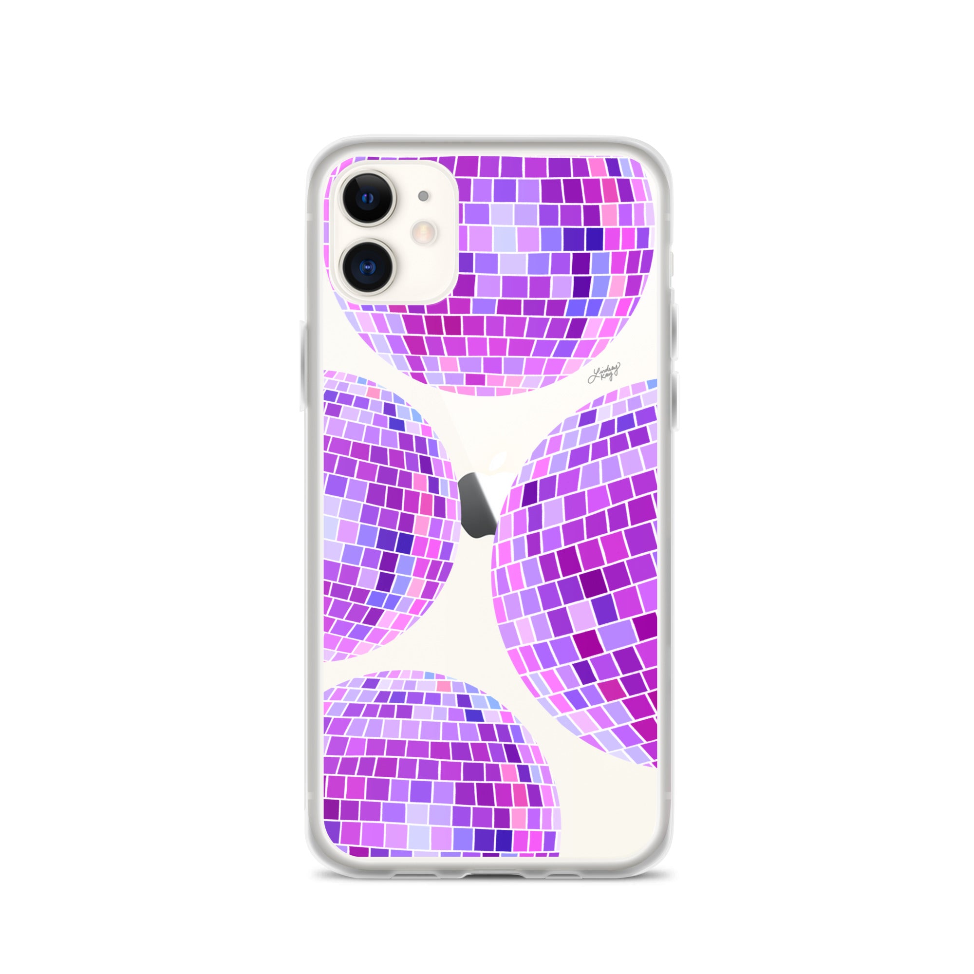 Ilustración de bolas de discoteca moradas - Funda transparente para iPhone®