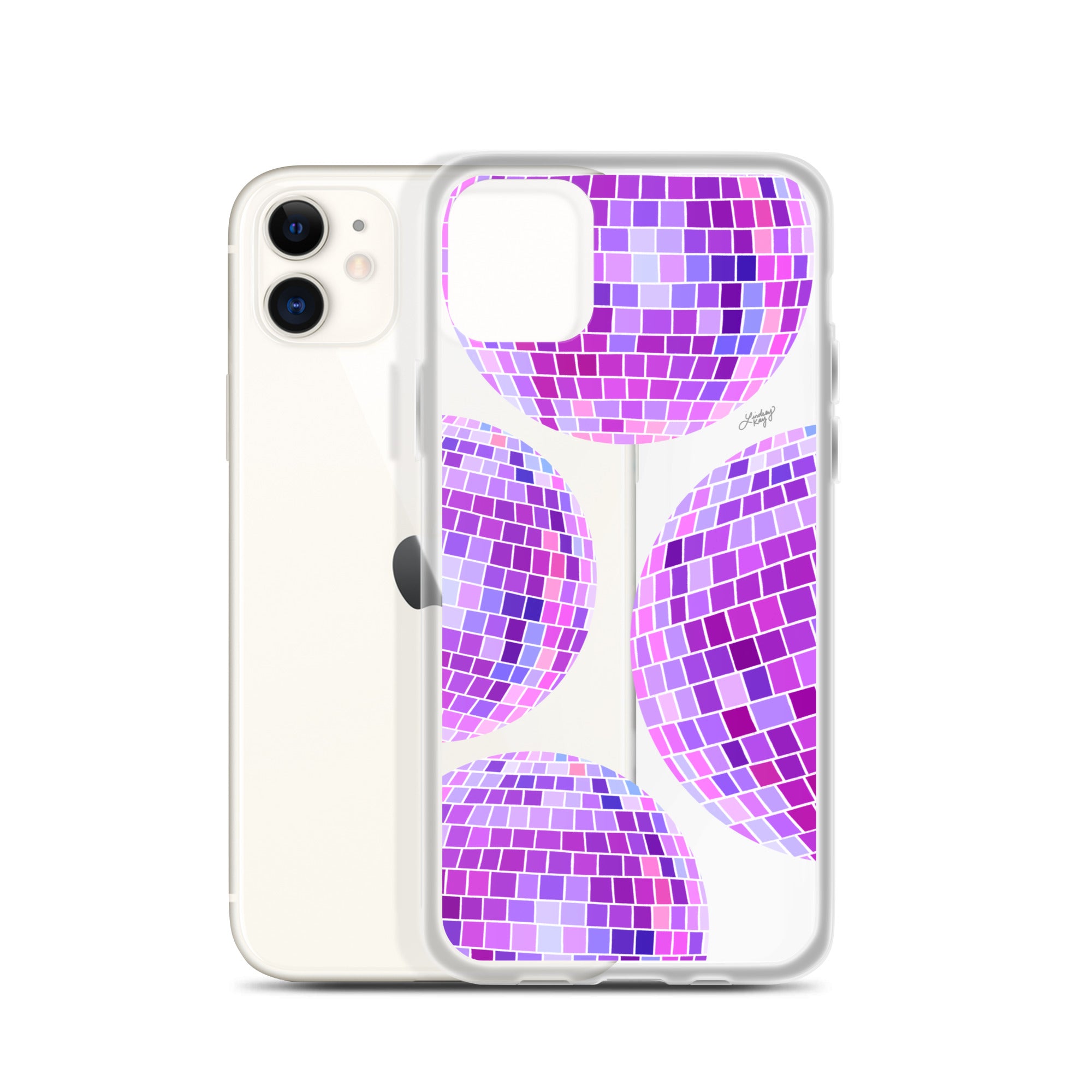 Ilustración de bolas de discoteca moradas - Funda transparente para iPhone®