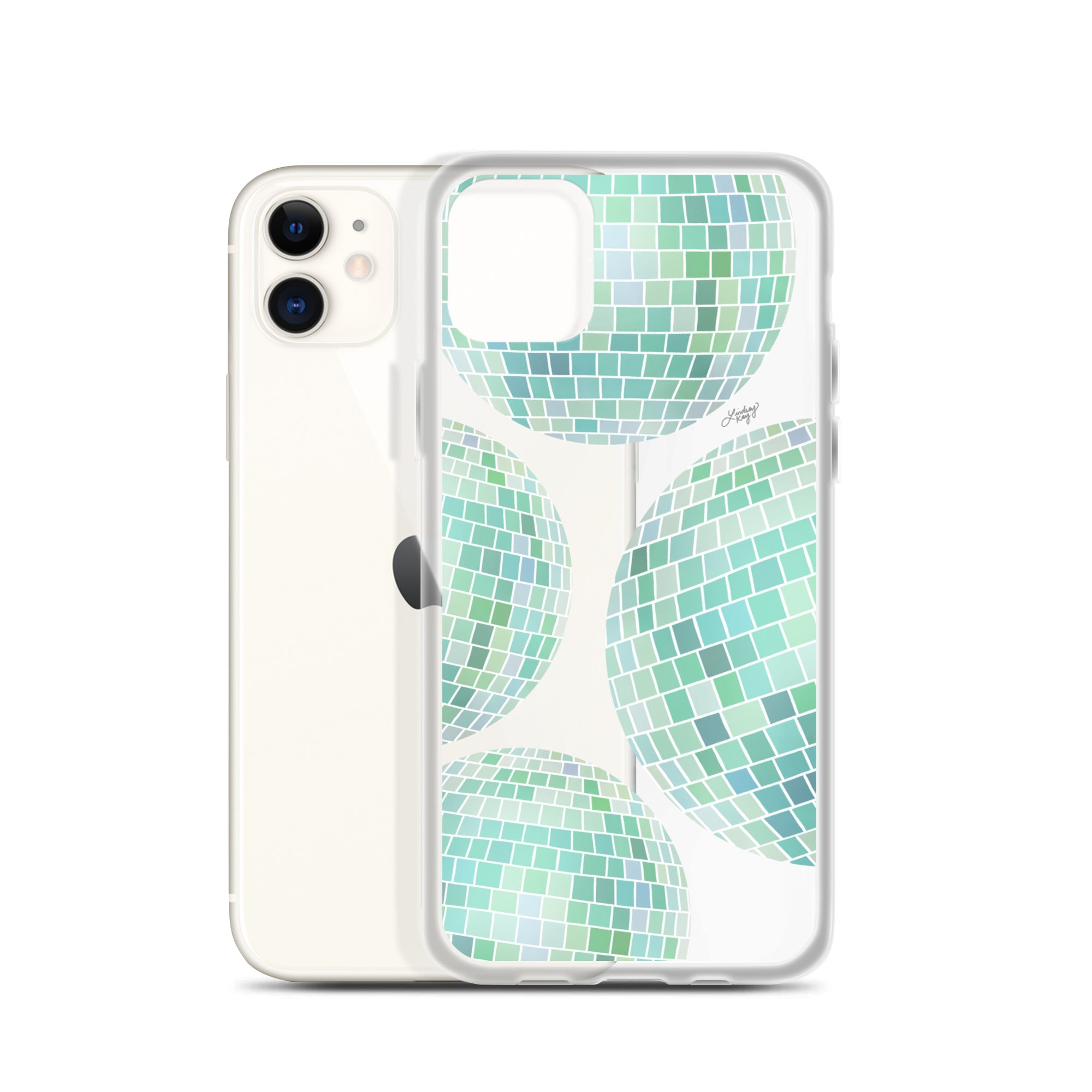 Green Disco Balls Illustration - Clear Case for iPhone®