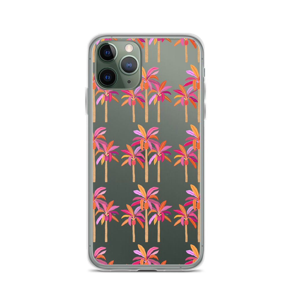 Palm Trees Illustration (Warm Palette) - Clear Case for iPhone®