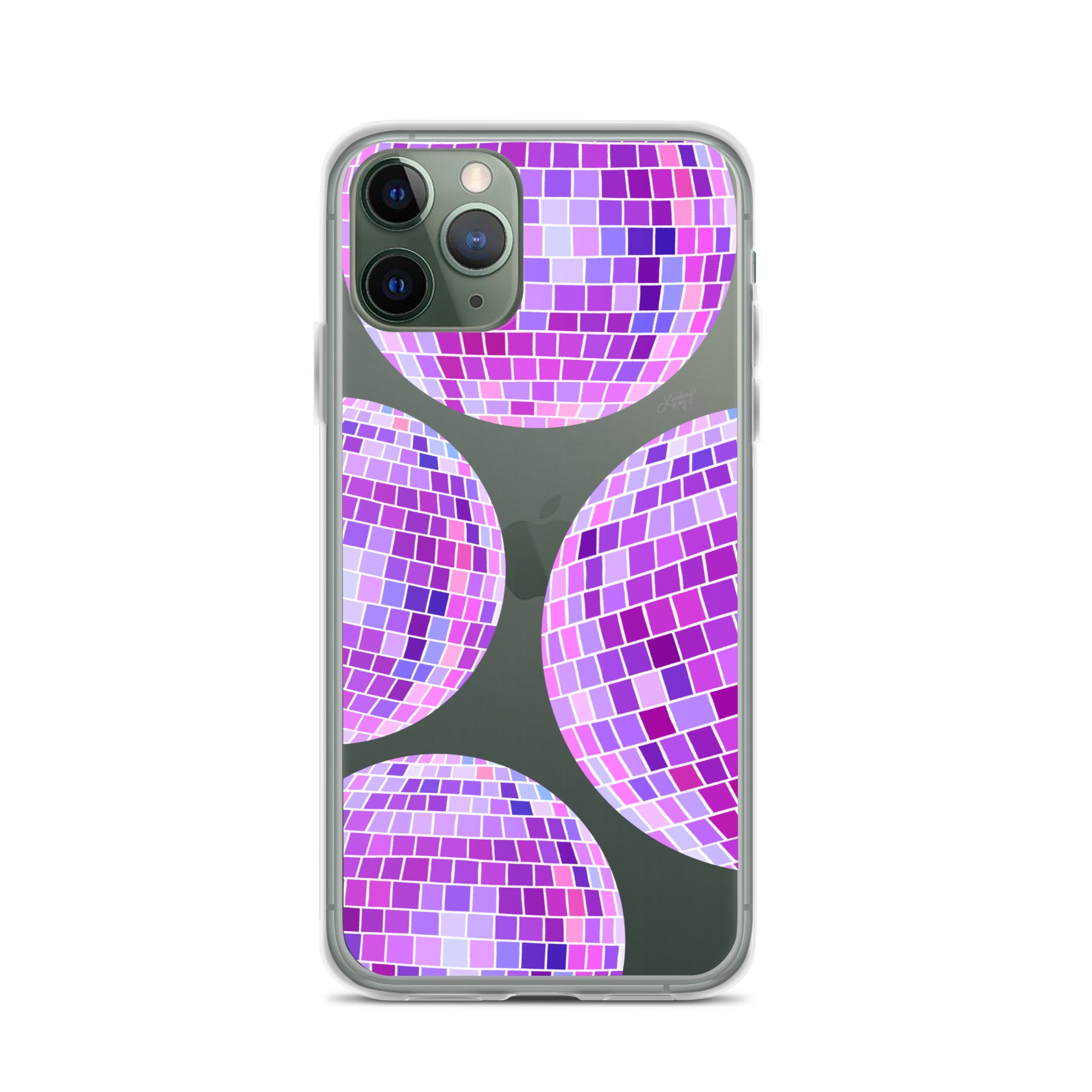 Ilustración de bolas de discoteca moradas - Funda transparente para iPhone®
