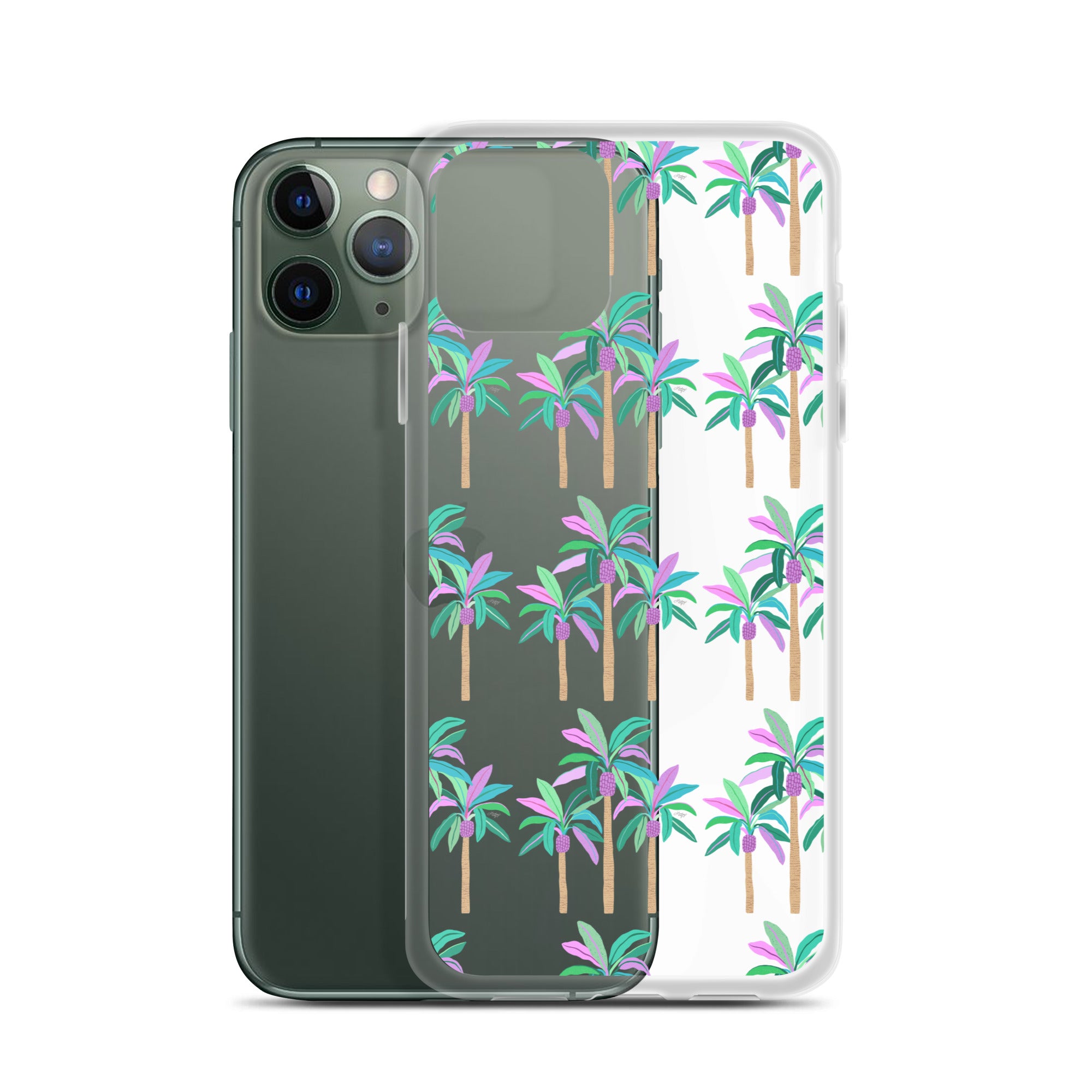 Illustration de palmiers (Cool Palette) - Coque transparente pour iPhone®