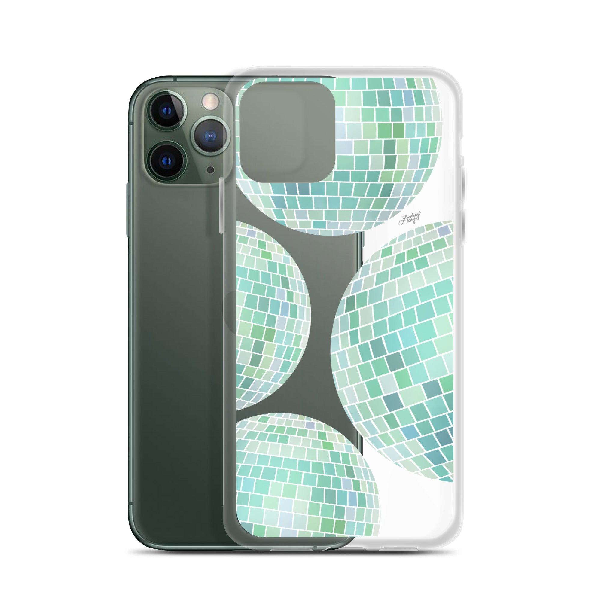 Green Disco Balls Illustration - Clear Case for iPhone®