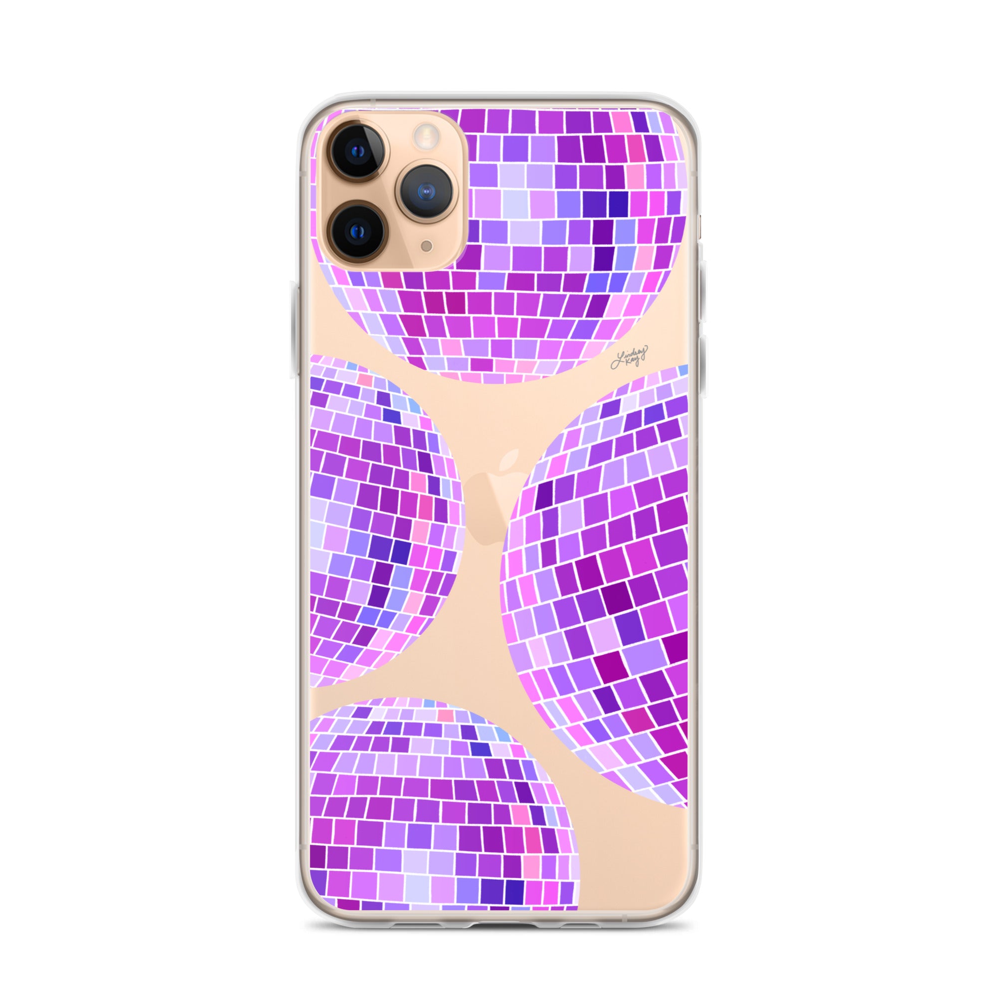 Ilustración de bolas de discoteca moradas - Funda transparente para iPhone®