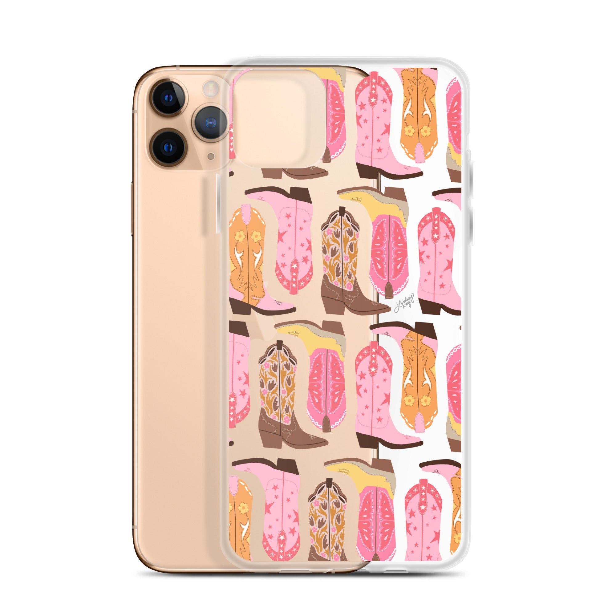 Cowgirl Boots Illustration (Warm Palette) - Clear Case for iPhone®