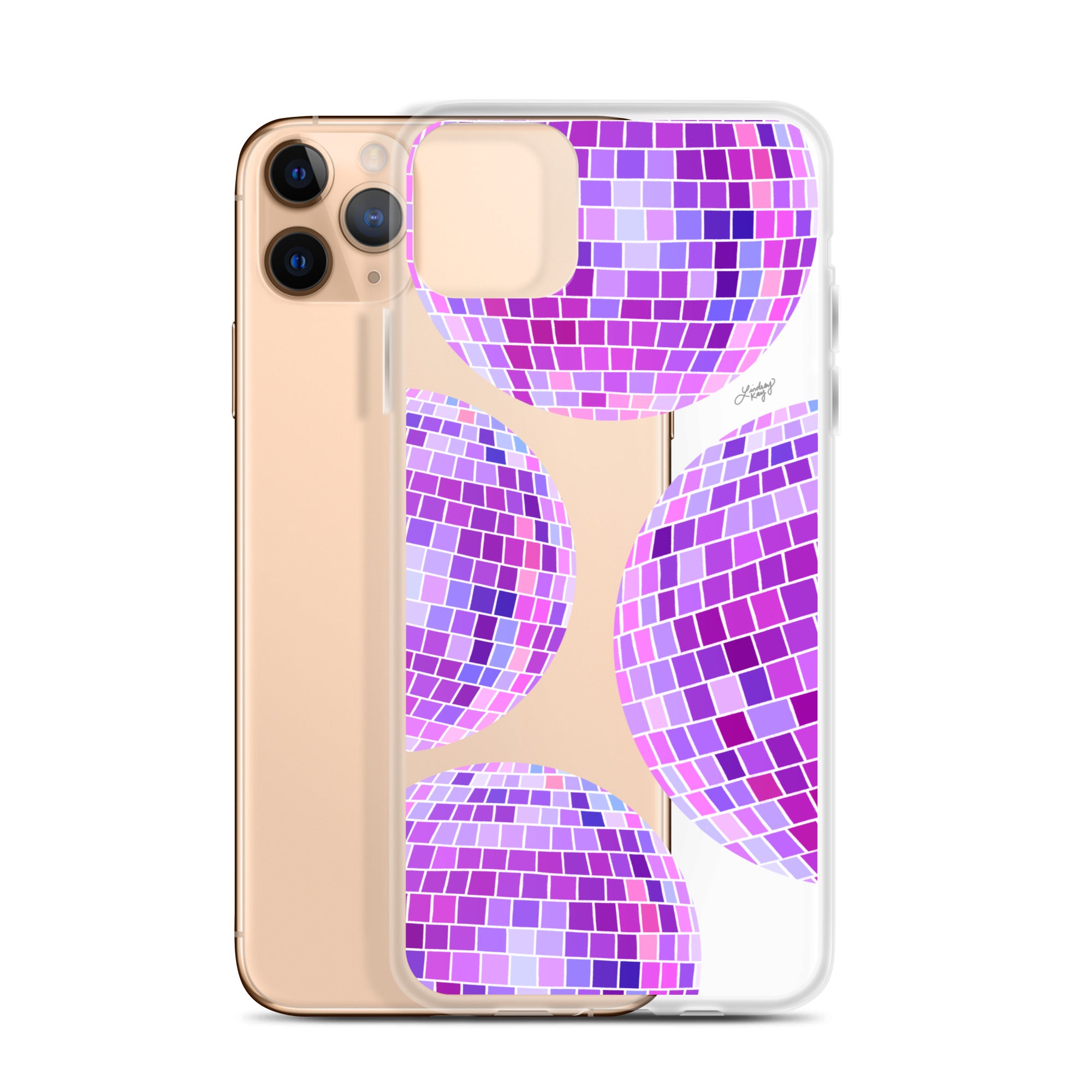 Ilustración de bolas de discoteca moradas - Funda transparente para iPhone®