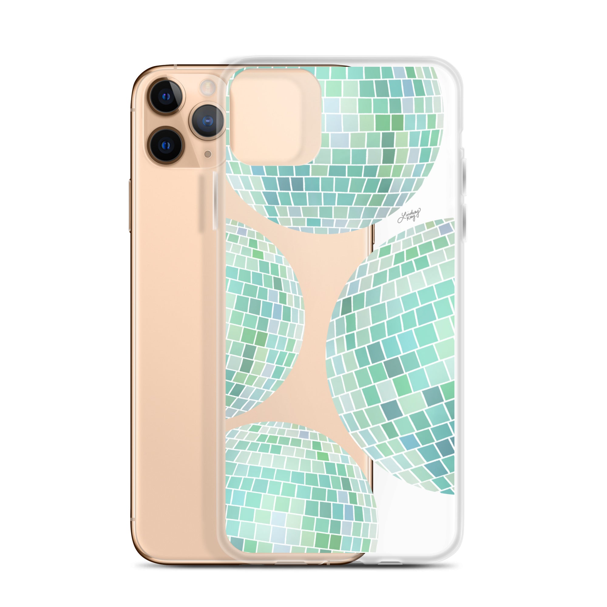 Green Disco Balls Illustration - Clear Case for iPhone®