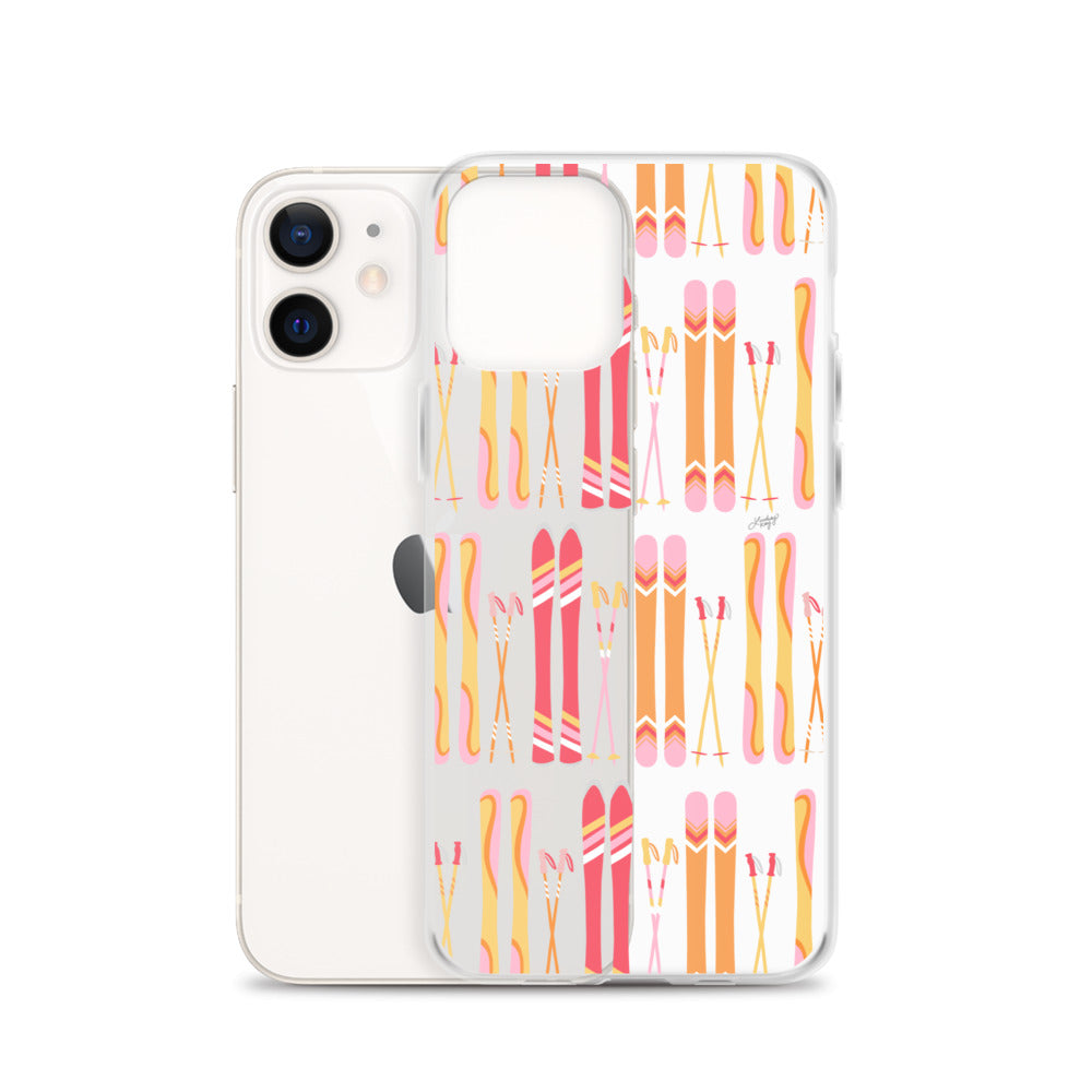Ilustración de esquí (paleta cálida) - Funda transparente para iPhone®