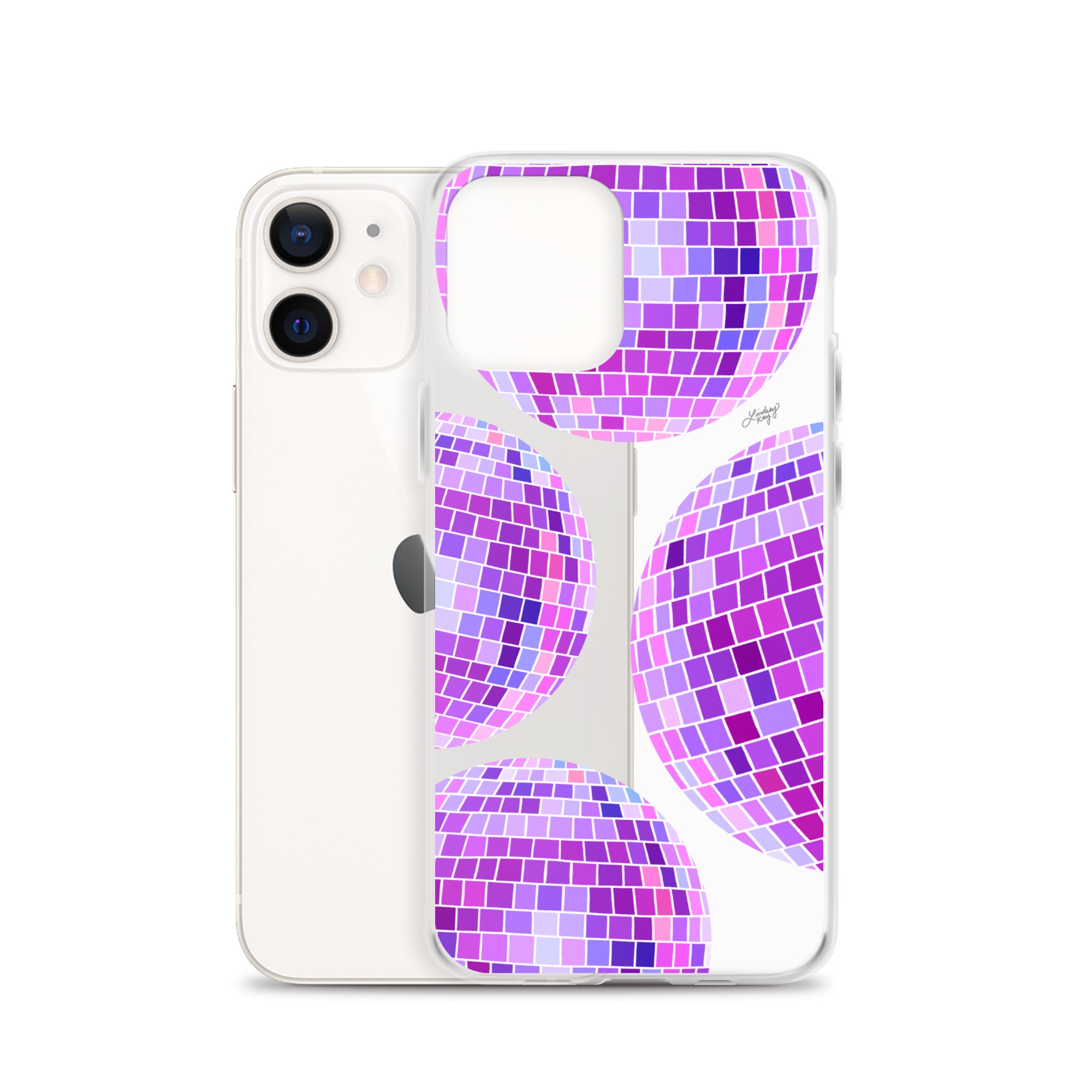 Ilustración de bolas de discoteca moradas - Funda transparente para iPhone®