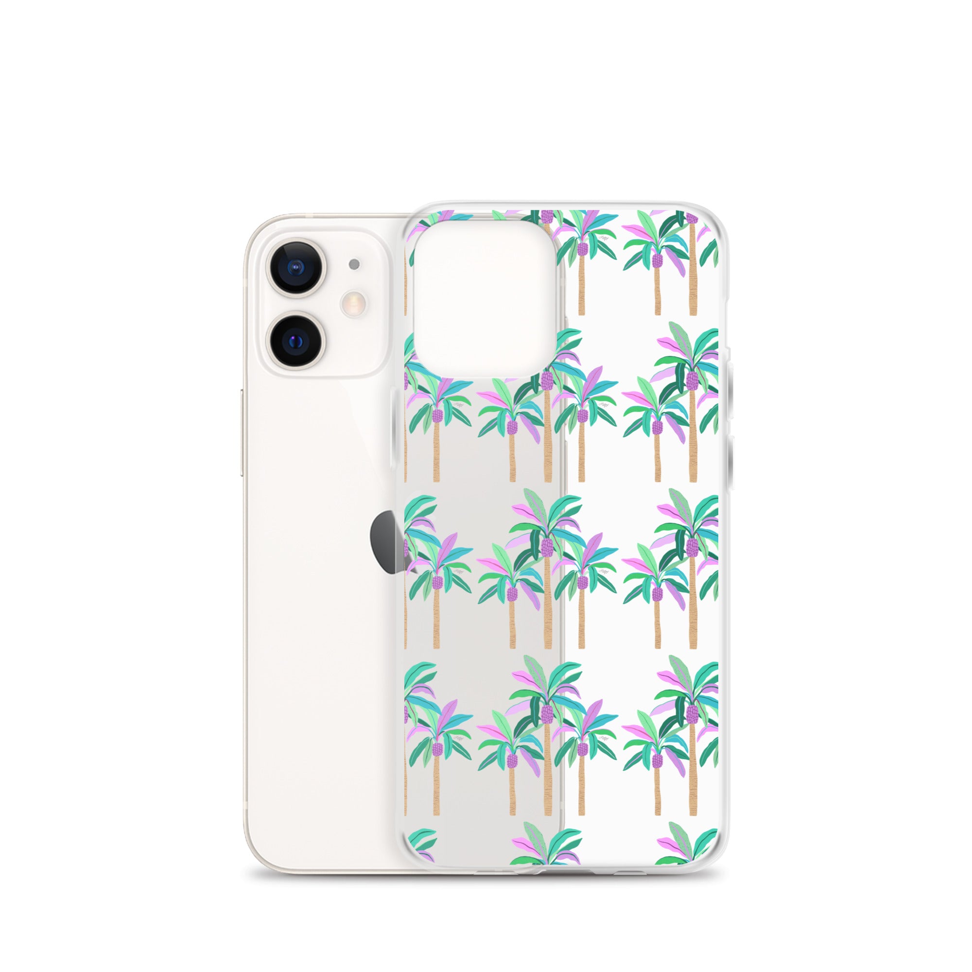 Palm Trees Illustration (Cool Palette) - Clear Case for iPhone®