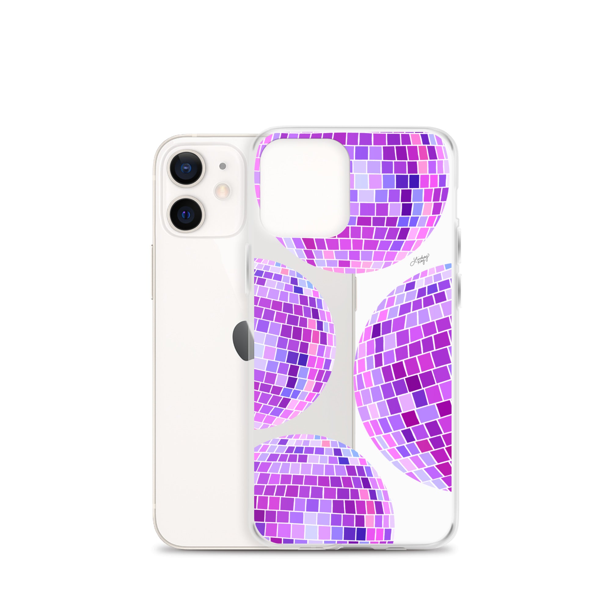 Ilustración de bolas de discoteca moradas - Funda transparente para iPhone®
