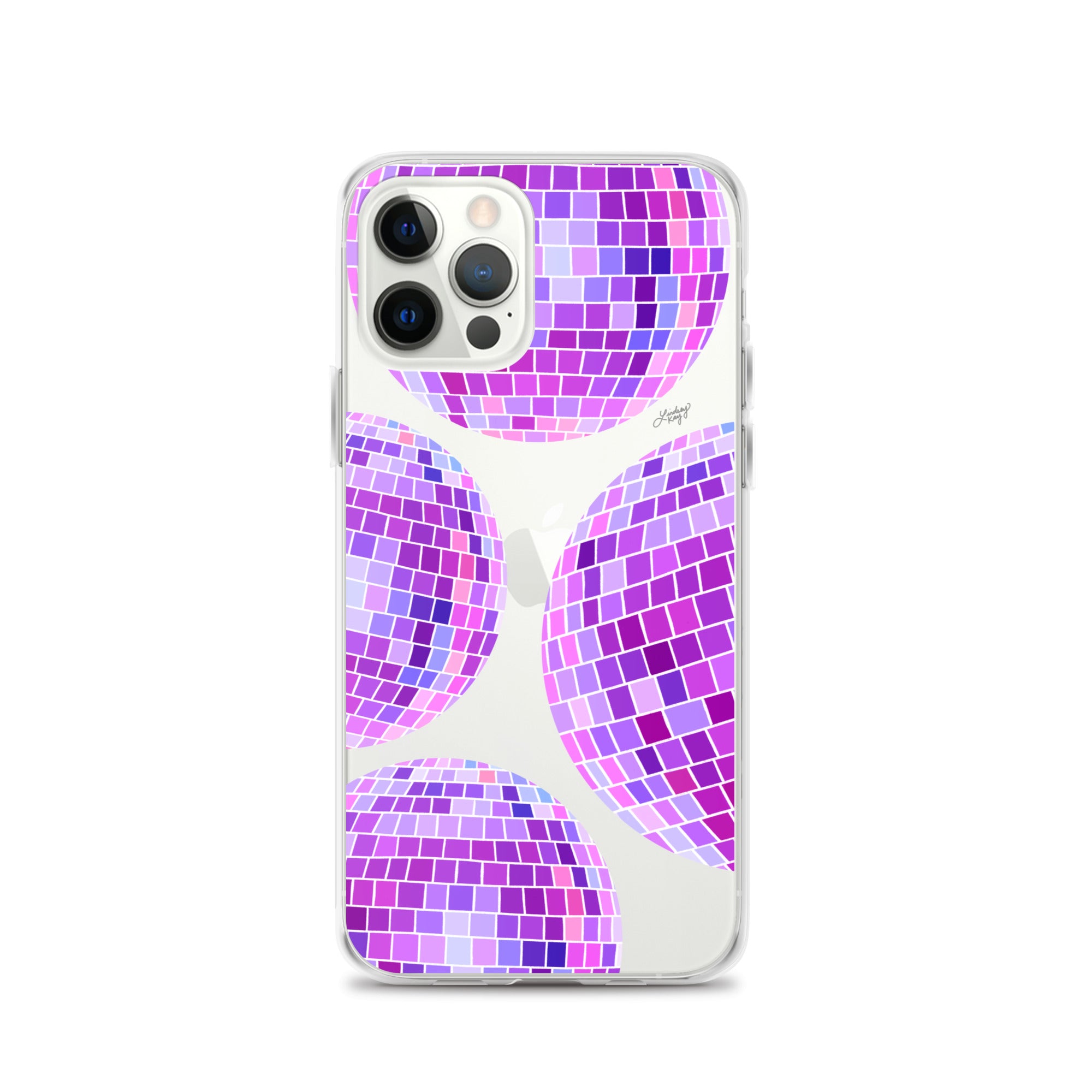 Ilustración de bolas de discoteca moradas - Funda transparente para iPhone®