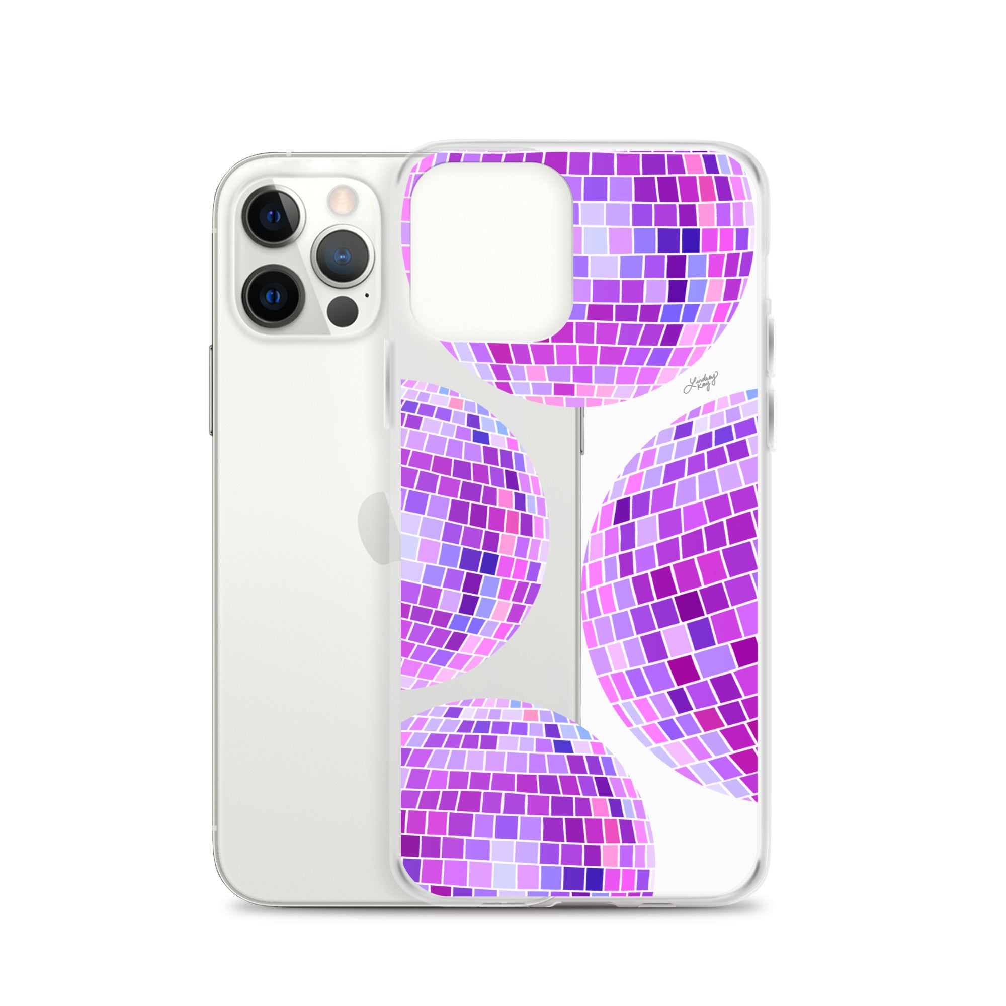 Ilustración de bolas de discoteca moradas - Funda transparente para iPhone®