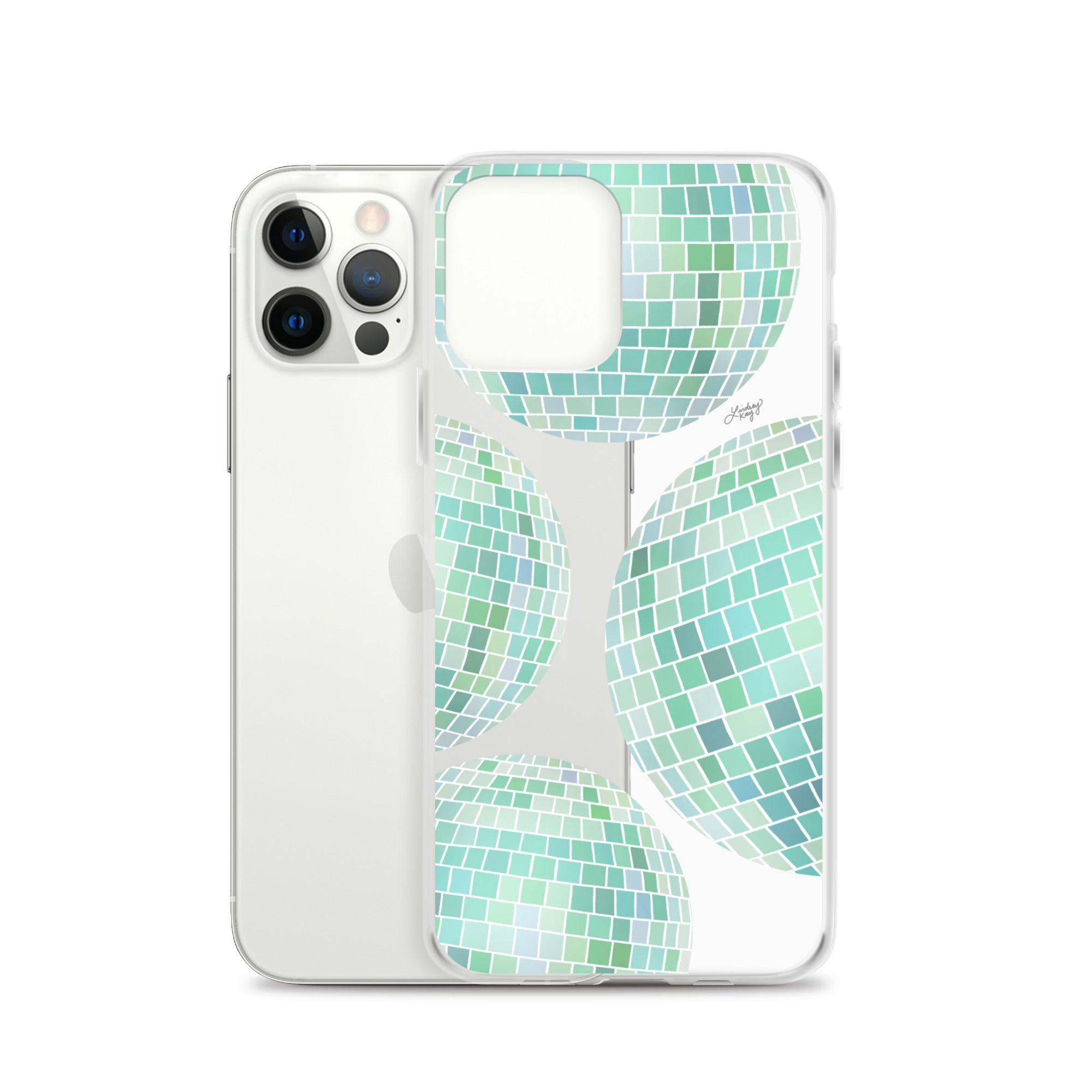 Green Disco Balls Illustration - Clear Case for iPhone®