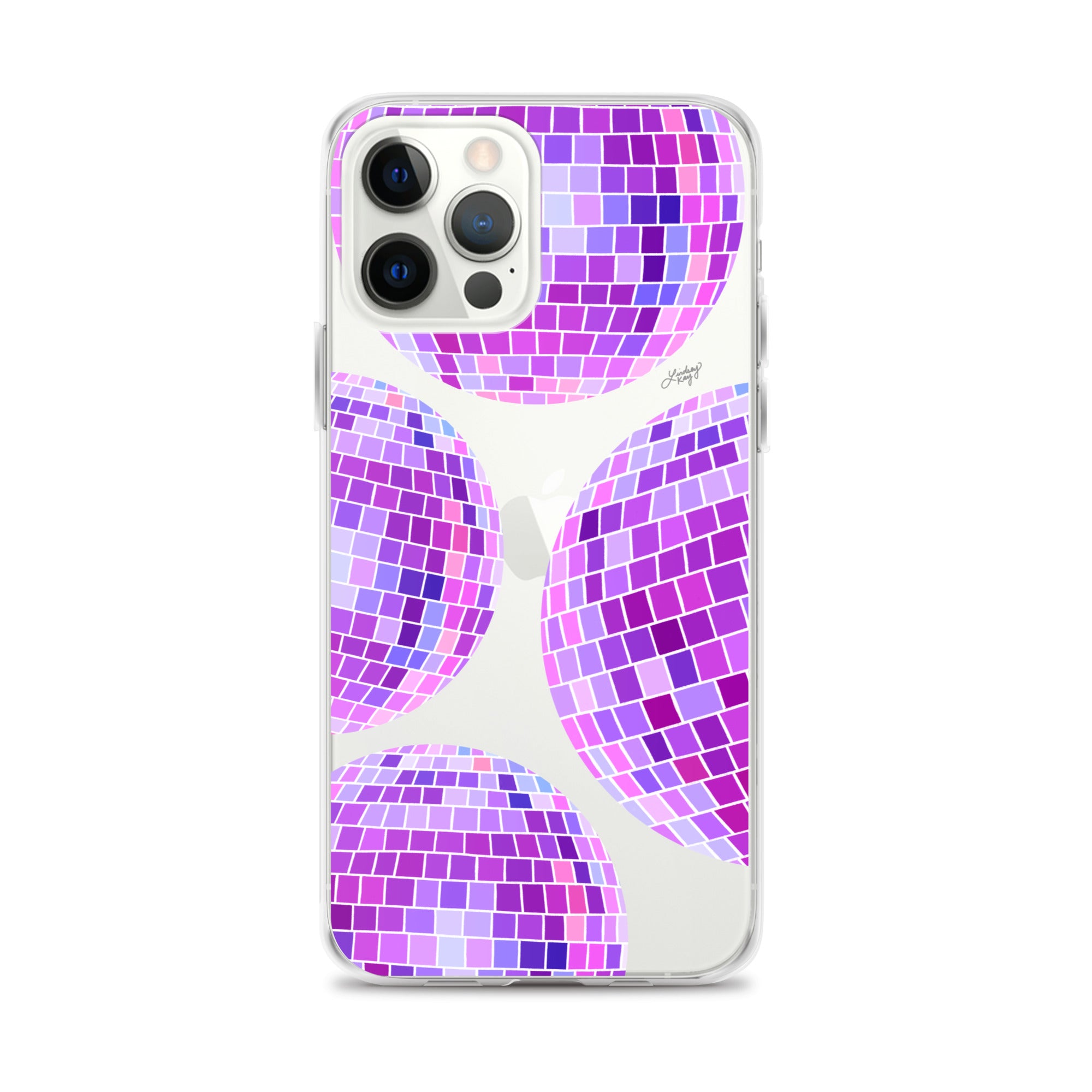 Ilustración de bolas de discoteca moradas - Funda transparente para iPhone®