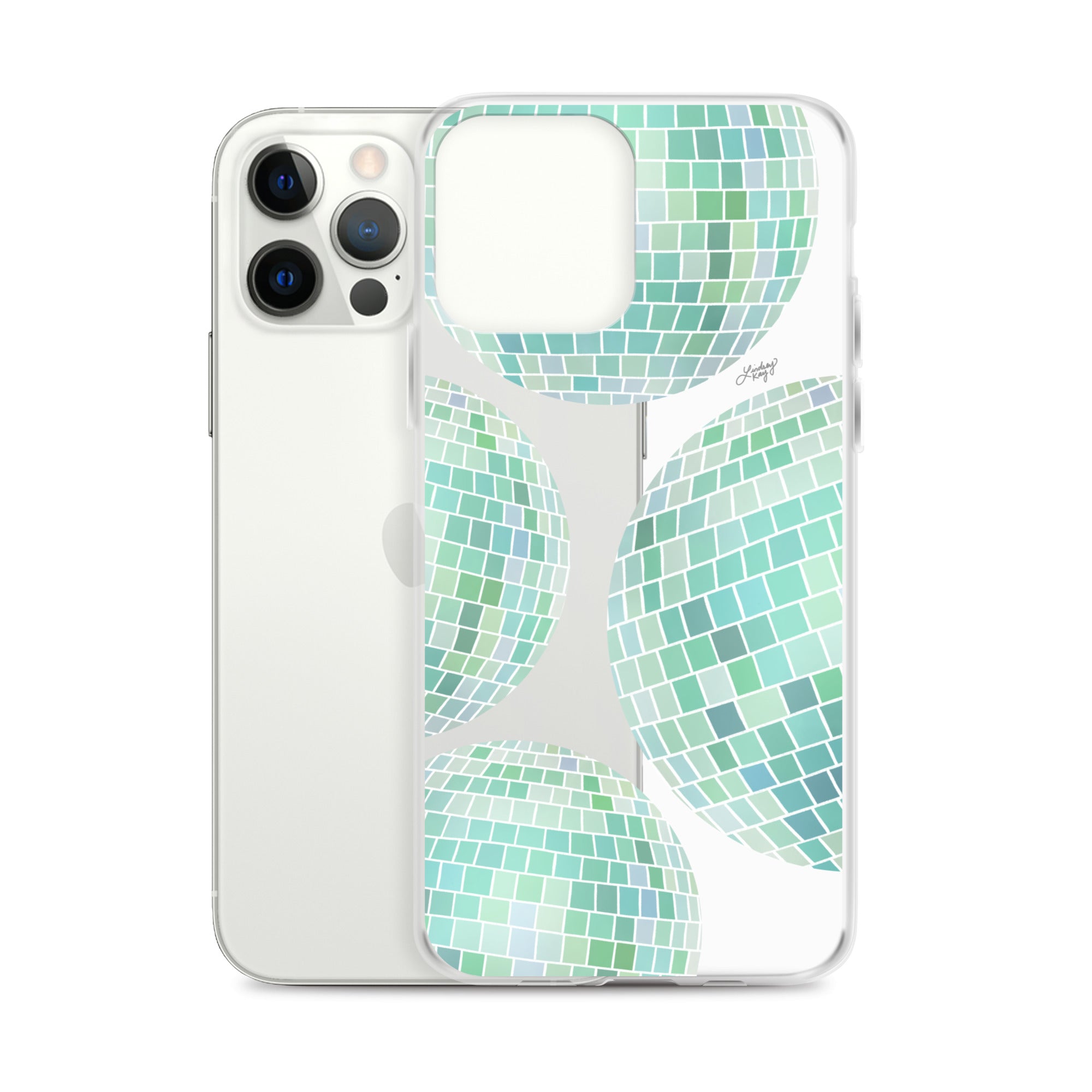 Green Disco Balls Illustration - Clear Case for iPhone®
