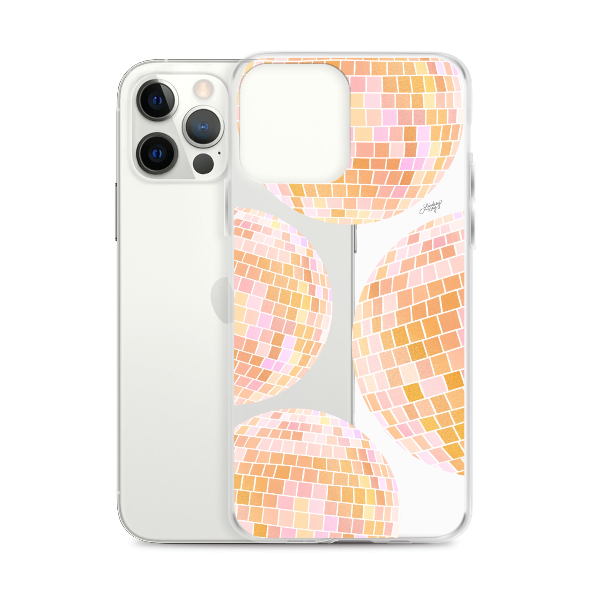 Ilustración de bolas de discoteca amarillas - Funda transparente para iPhone®