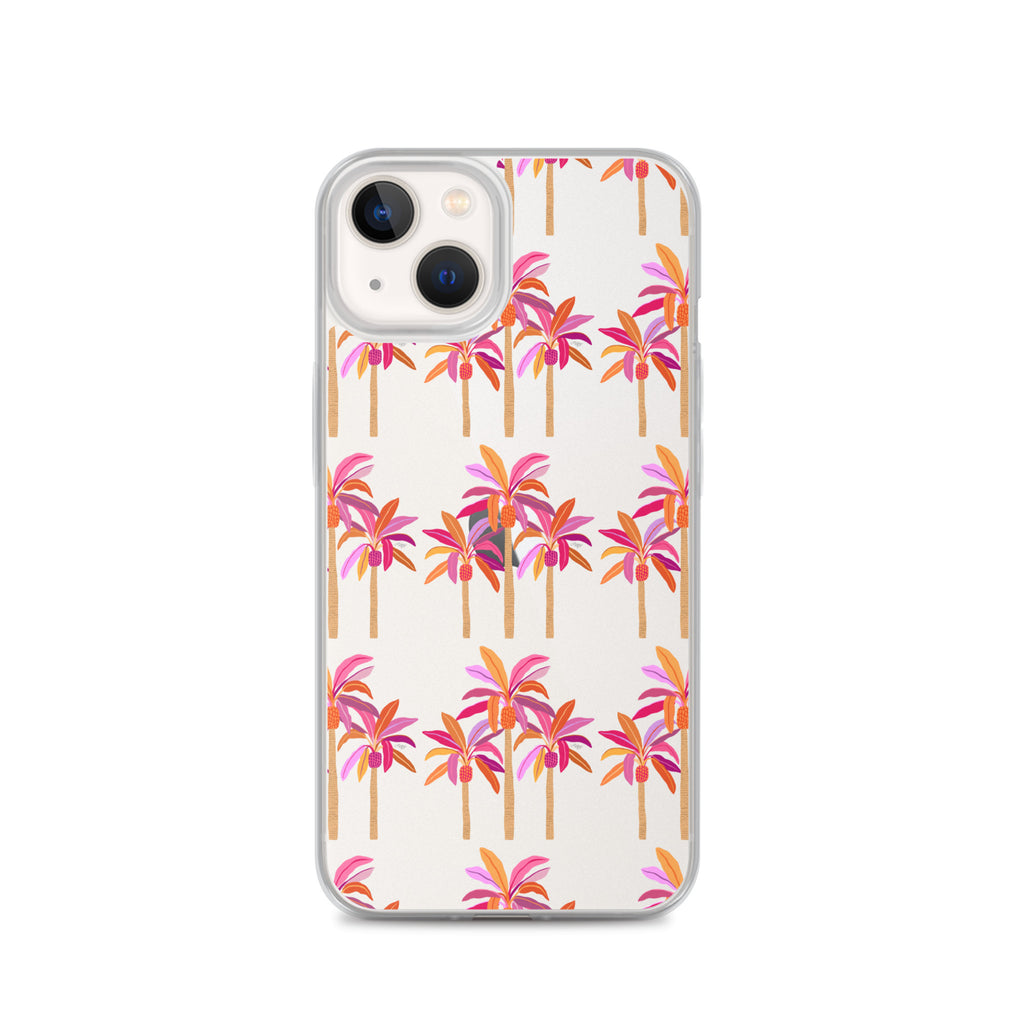 Palm Trees Illustration (Warm Palette) - Clear Case for iPhone®