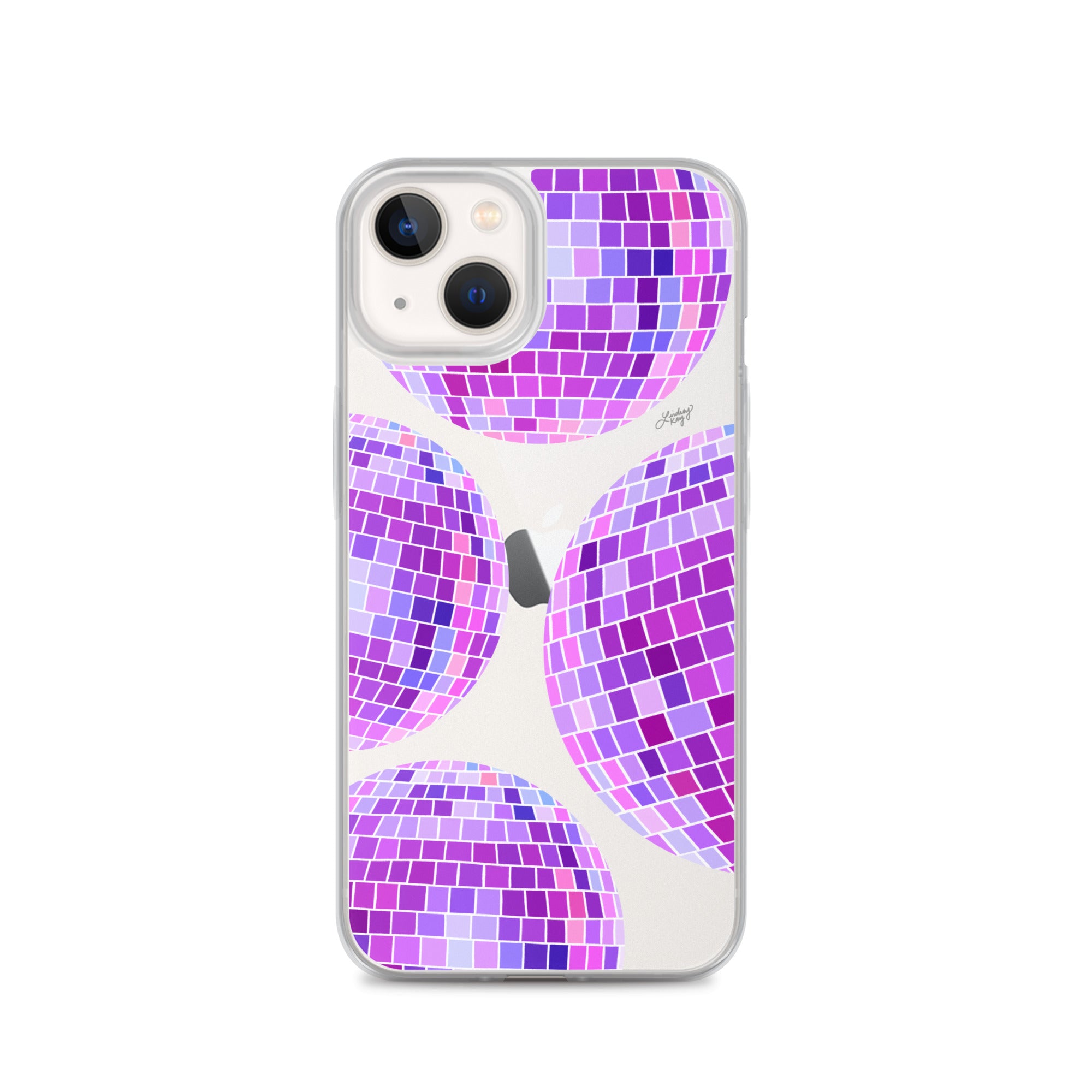 Ilustración de bolas de discoteca moradas - Funda transparente para iPhone®