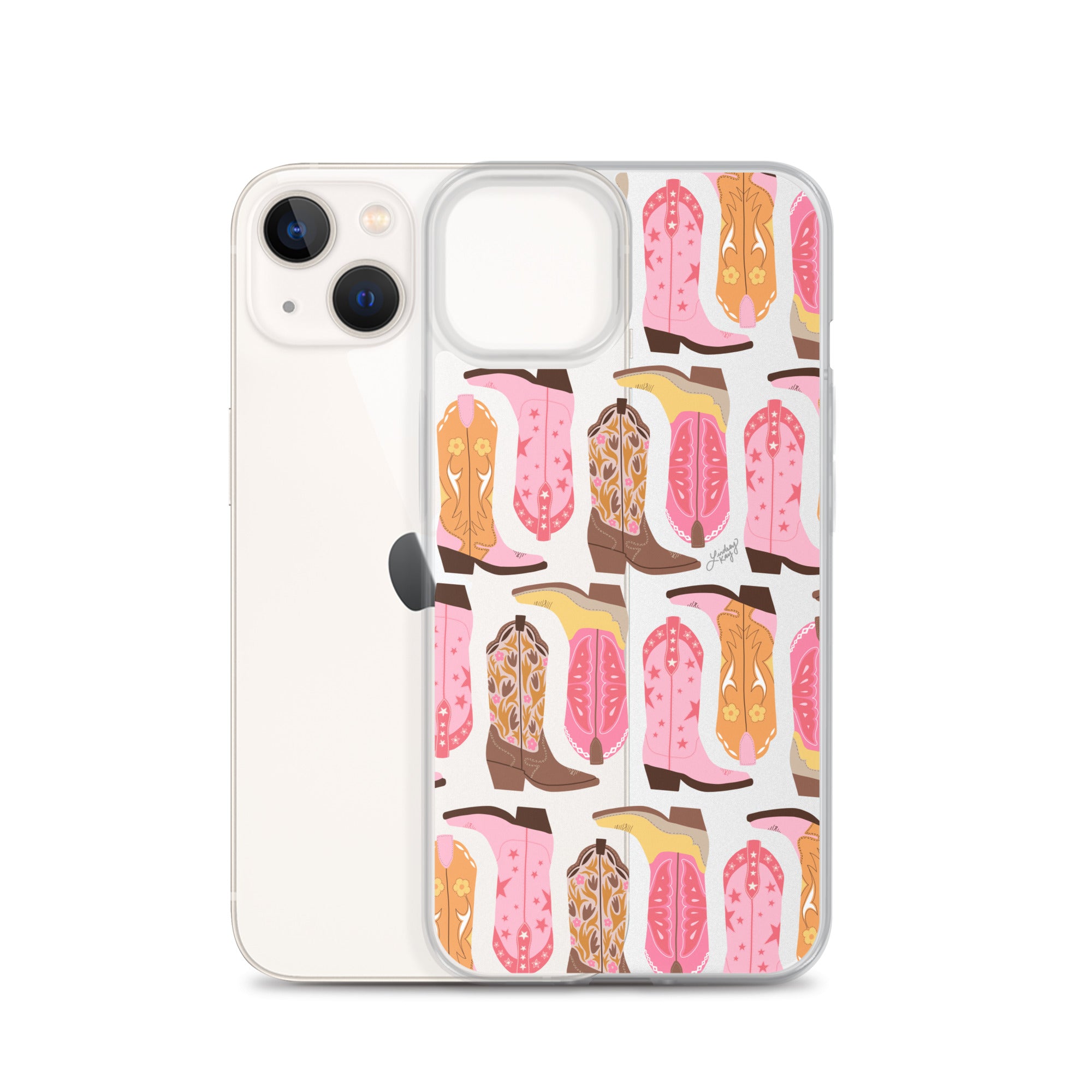 Ilustración de botas de vaquero (paleta cálida) - Funda transparente para iPhone®