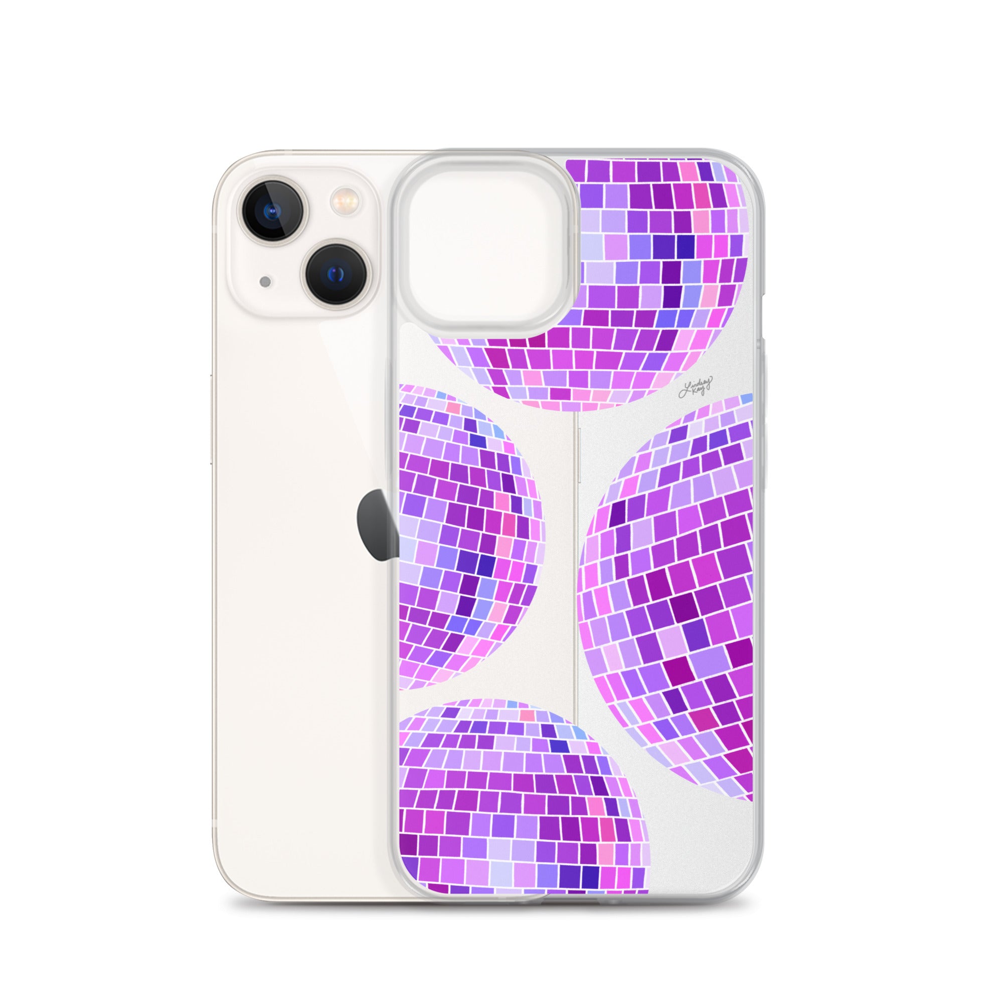 Ilustración de bolas de discoteca moradas - Funda transparente para iPhone®