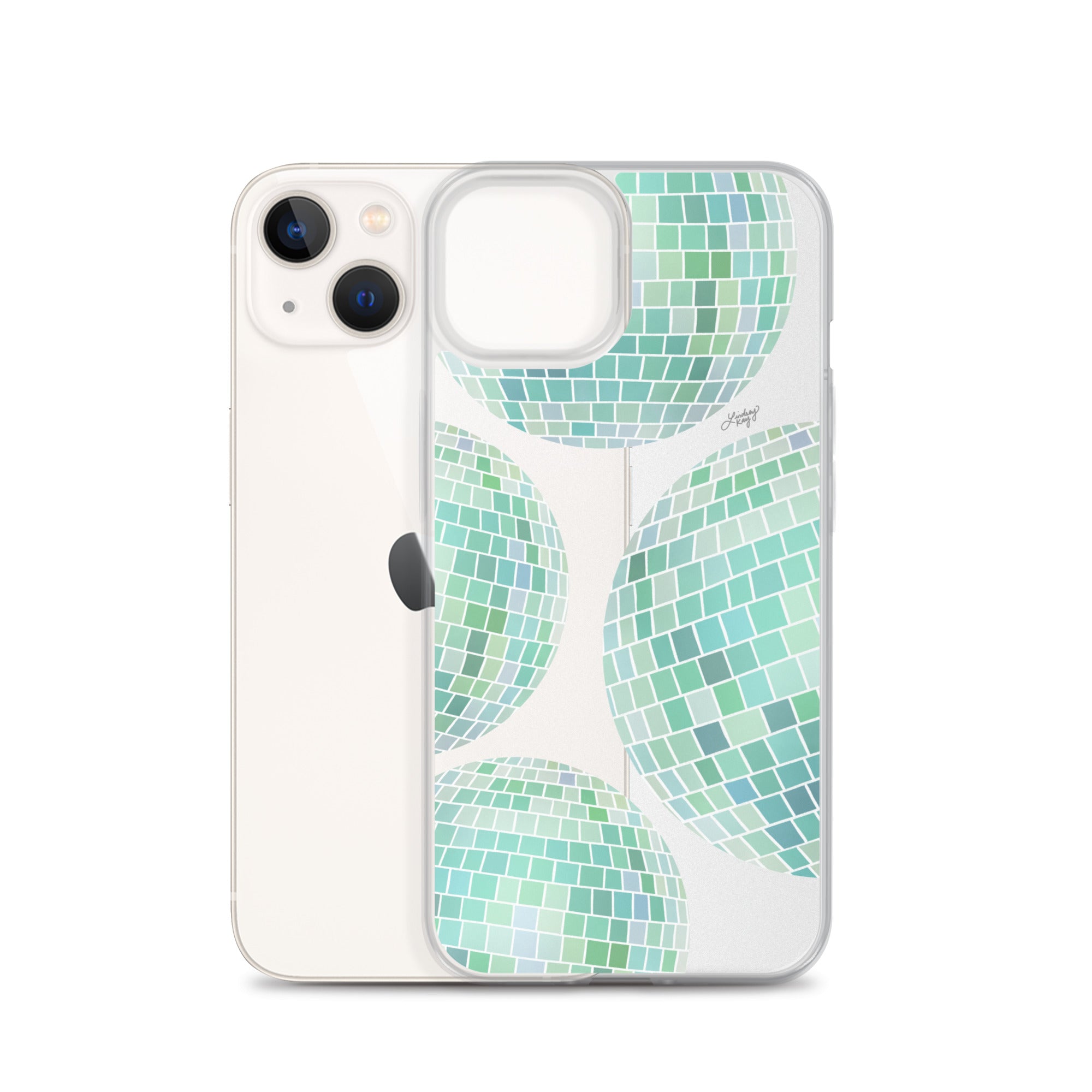 Green Disco Balls Illustration - Clear Case for iPhone®