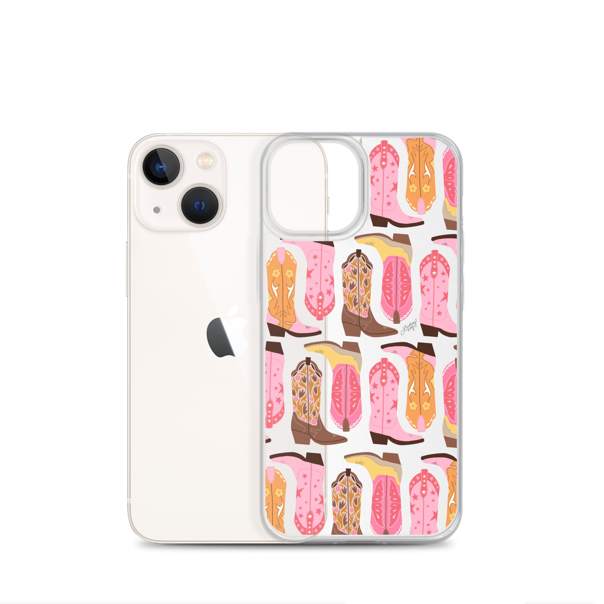 Ilustración de botas de vaquero (paleta cálida) - Funda transparente para iPhone®