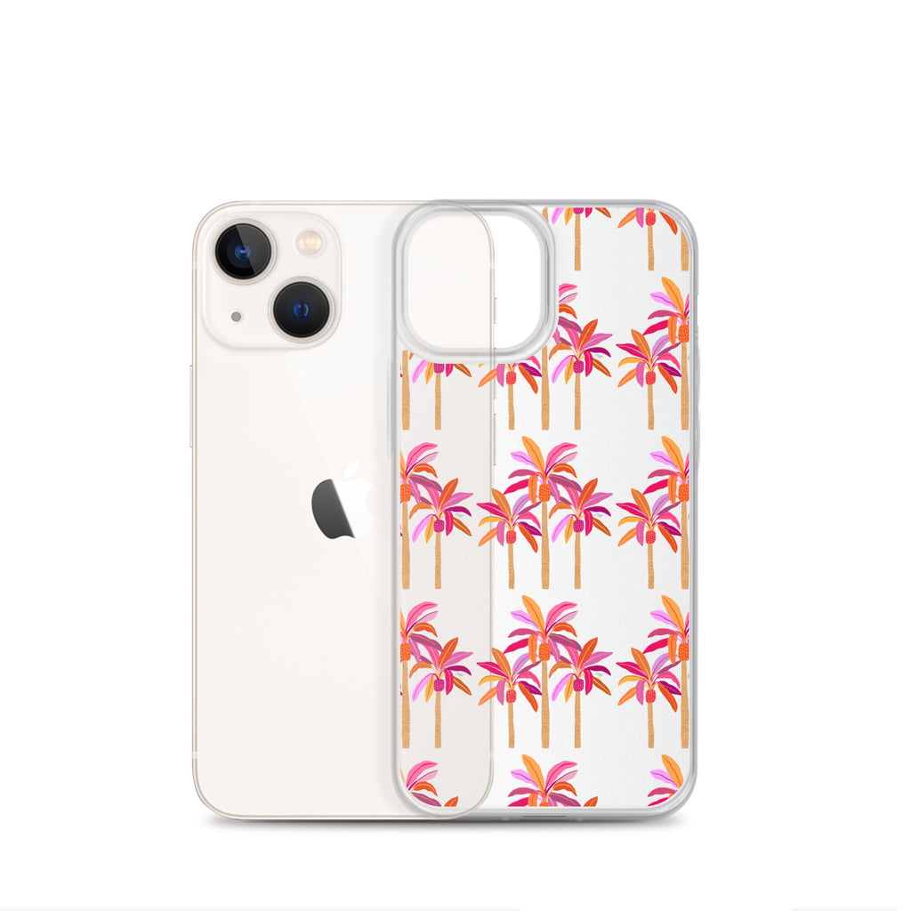 Palm Trees Illustration (Warm Palette) - Clear Case for iPhone®